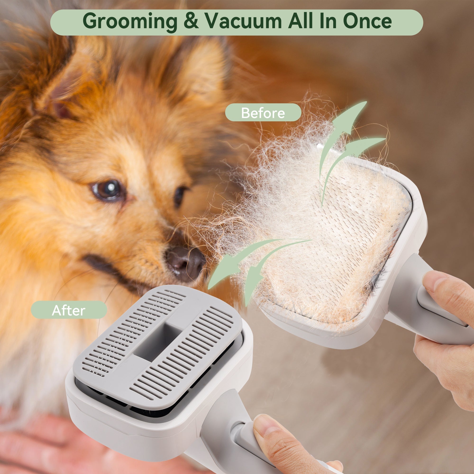 Dog Vacuum Brush for Shedding Grooming 5 In 1 Pet Grooming Kit Vacuum Suction Professional Pet Hair Clipper 1.5L Grooming Tools for Dogs Cats Pets