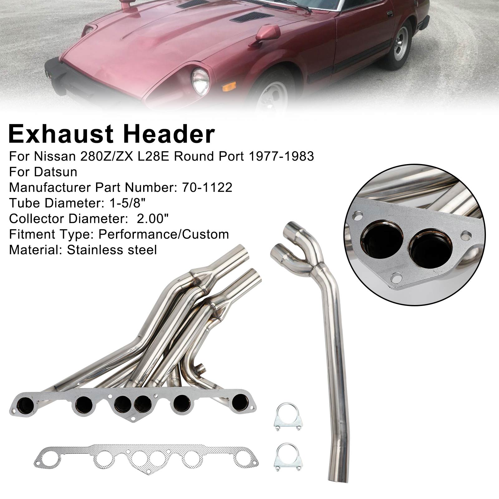 1977-1983 Nissan 280Z 280ZX L28E Datsun Stainless Exhaust Header Manifold 70-1122