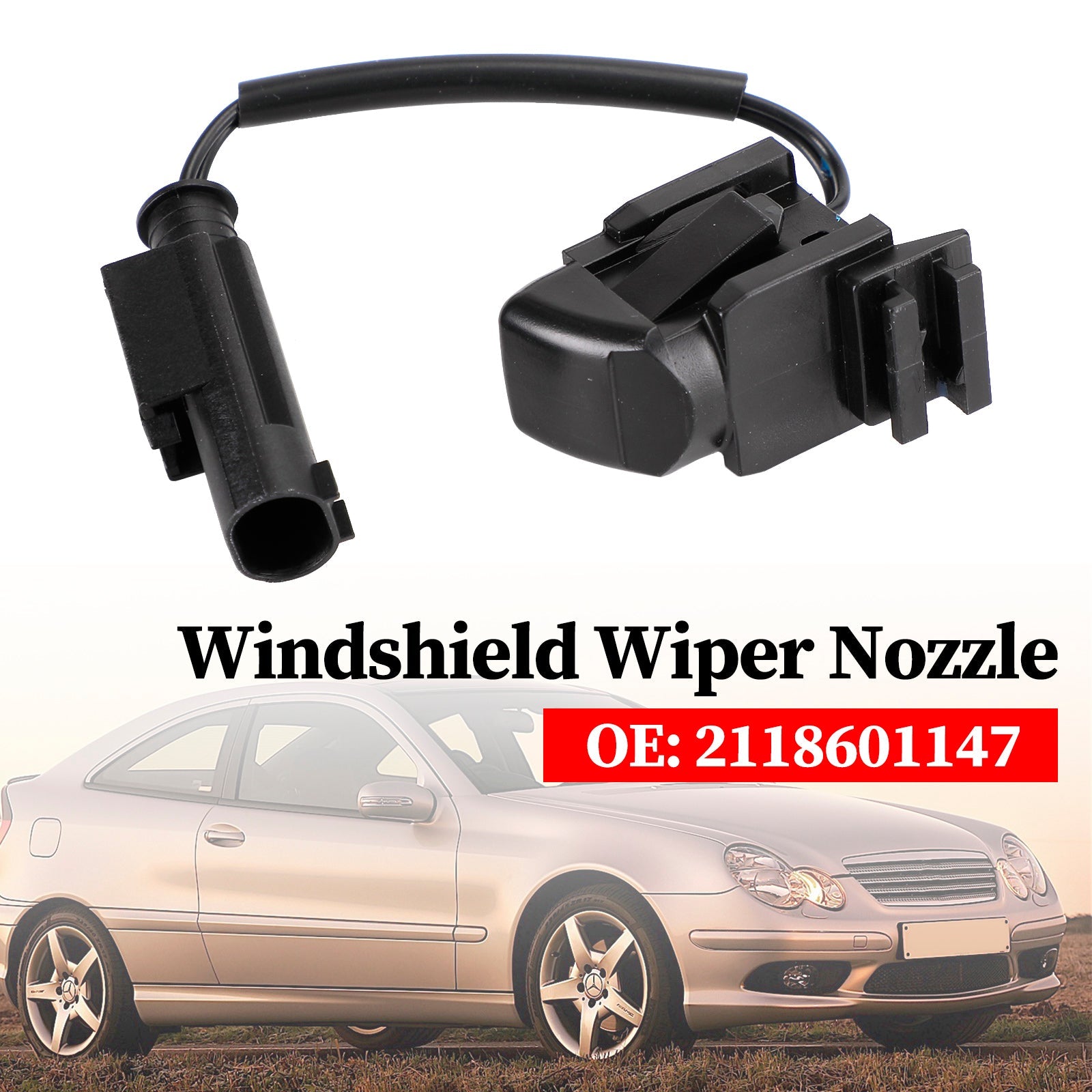 Mercedes-Benz W203 W208 W209 W211 W219 CL203 C219 Windshield Wiper Nozzle 2118601147