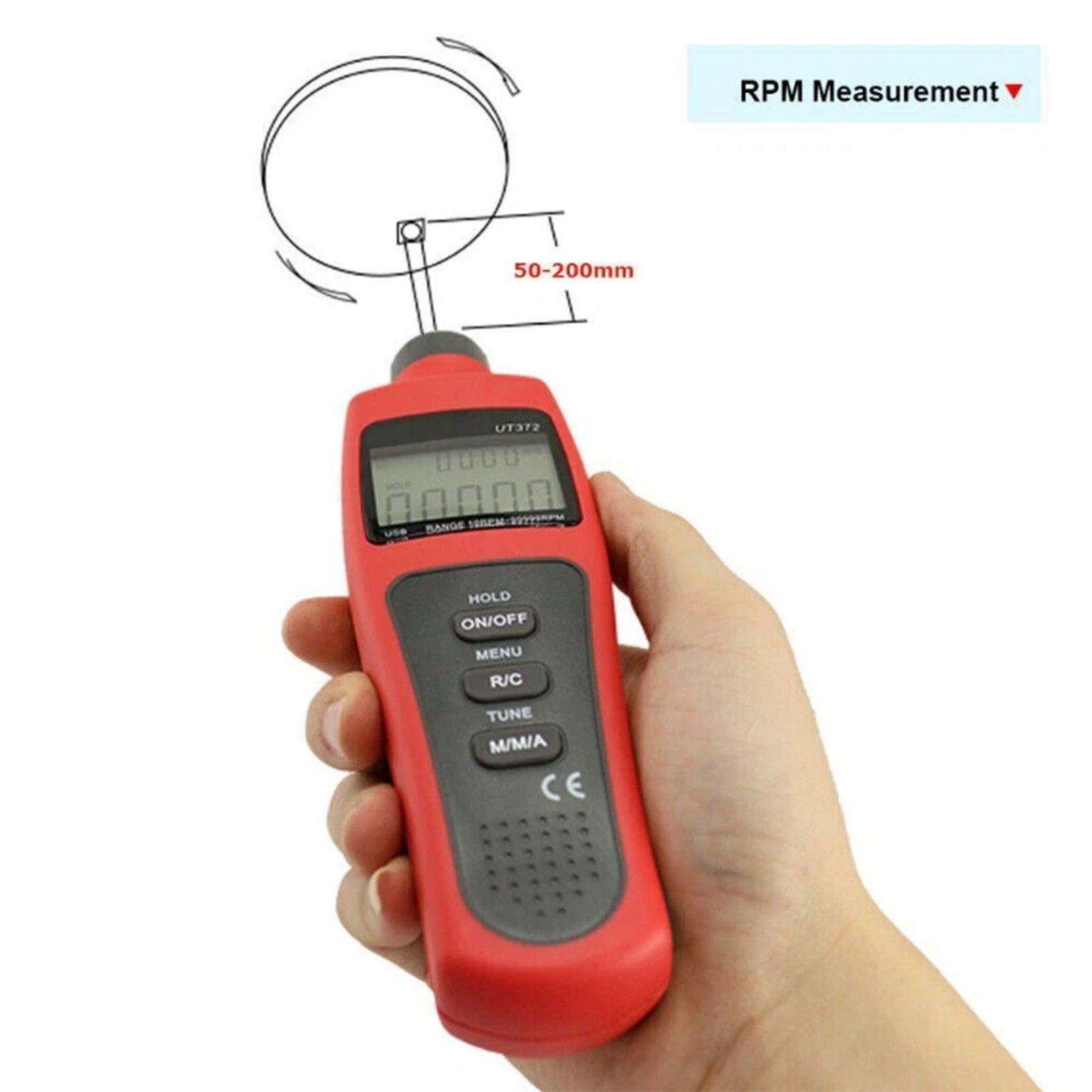 UT372 Digital Laser Photo Non-Contact Tachometer Rotate Speed Meter 99999RPM