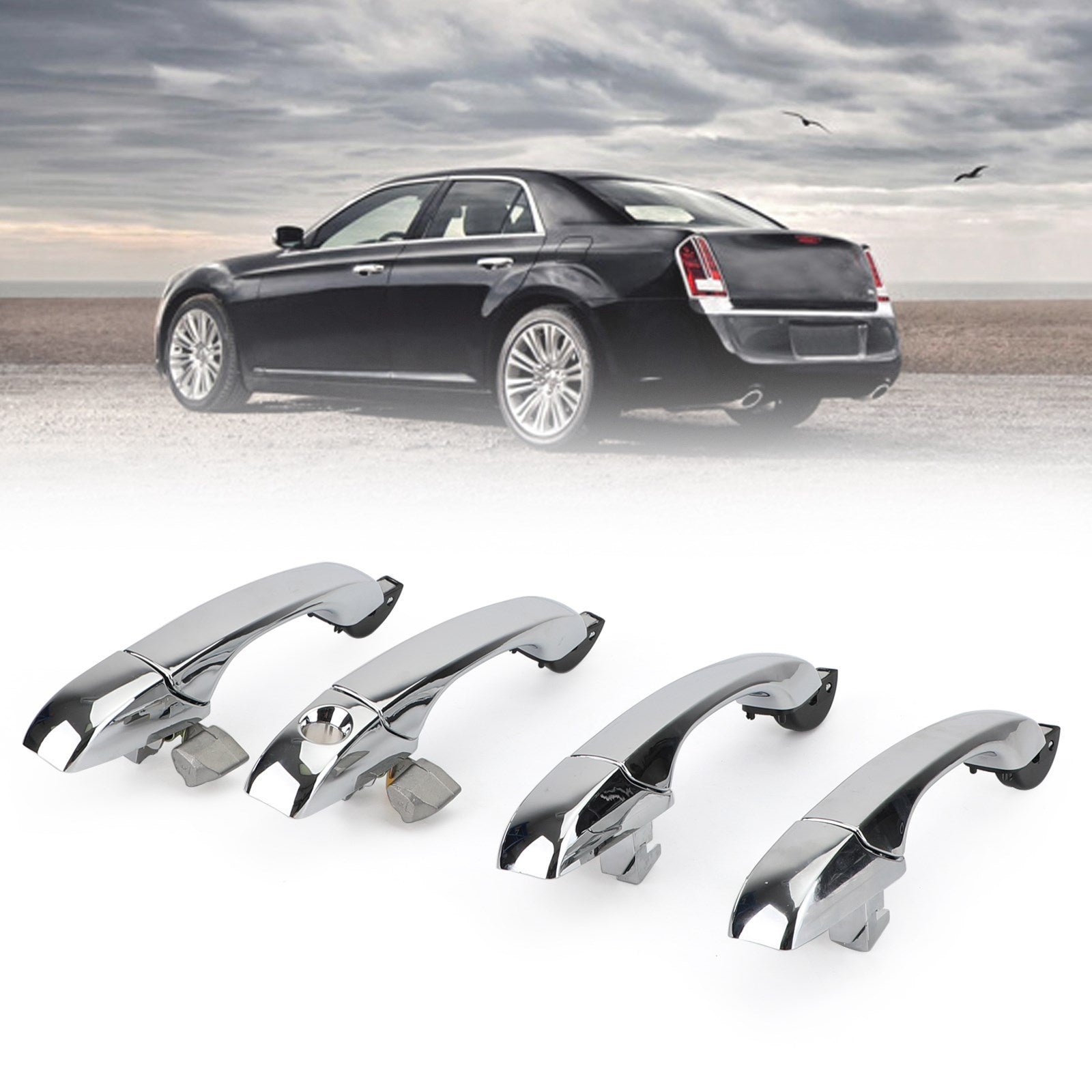 2005-2010 Chrysler 300 / 300C 4x Exterior Door Handle 4589009AH Chrome Generic