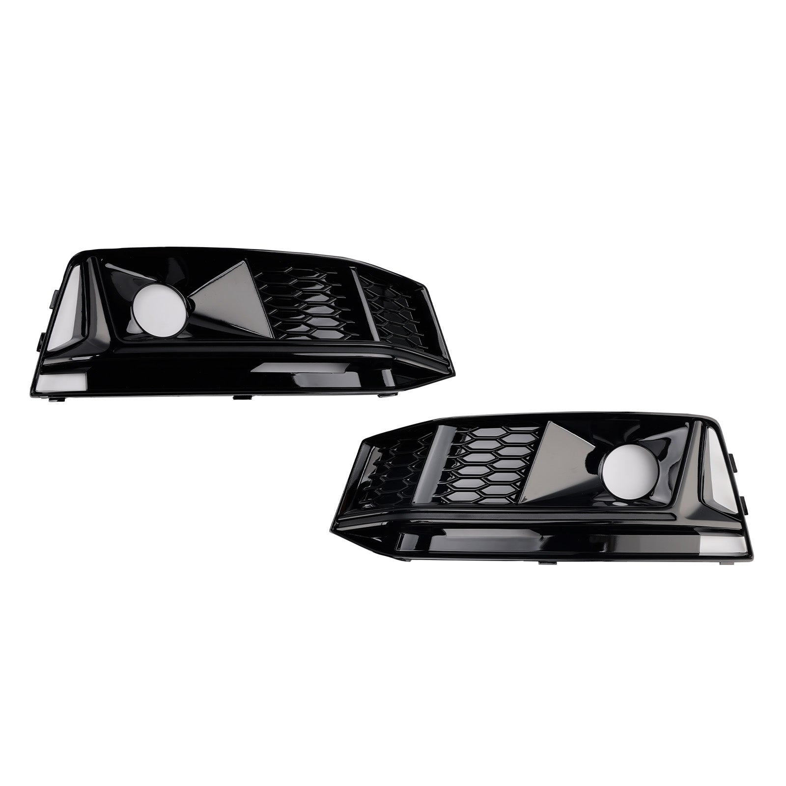 2016-2019 Audi A4 B9 S4 2PCS Black Front Bumper Foglight Grille Grill