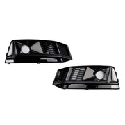 2016-2019 Audi A4 B9 S4 2PCS Black Front Bumper Foglight Grille Grill