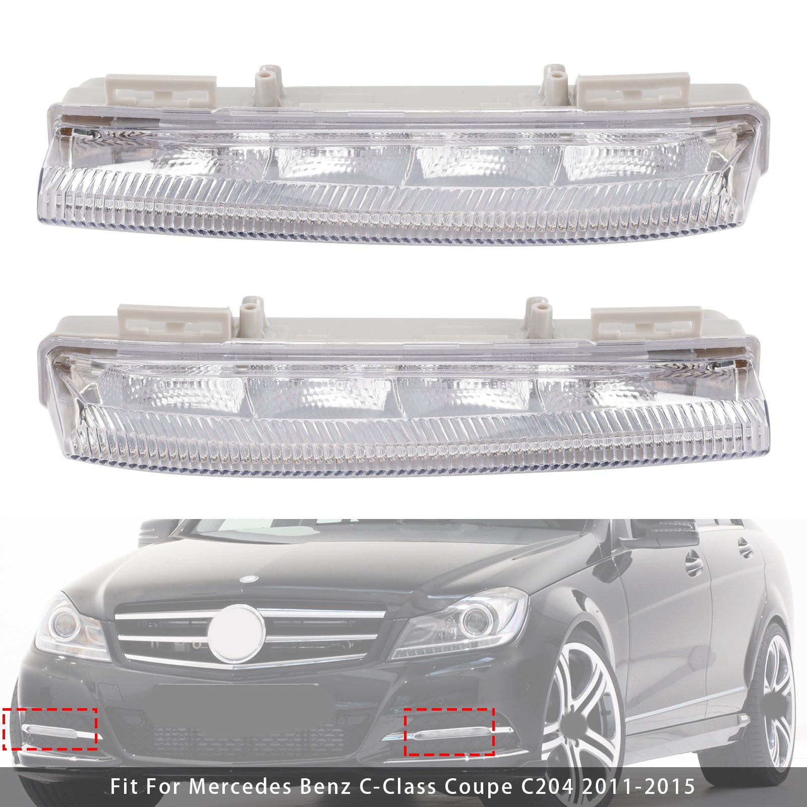 Pair LED Daytime Running Fog Lights For Mercedes Benz W204 S204 W212 2007-2014