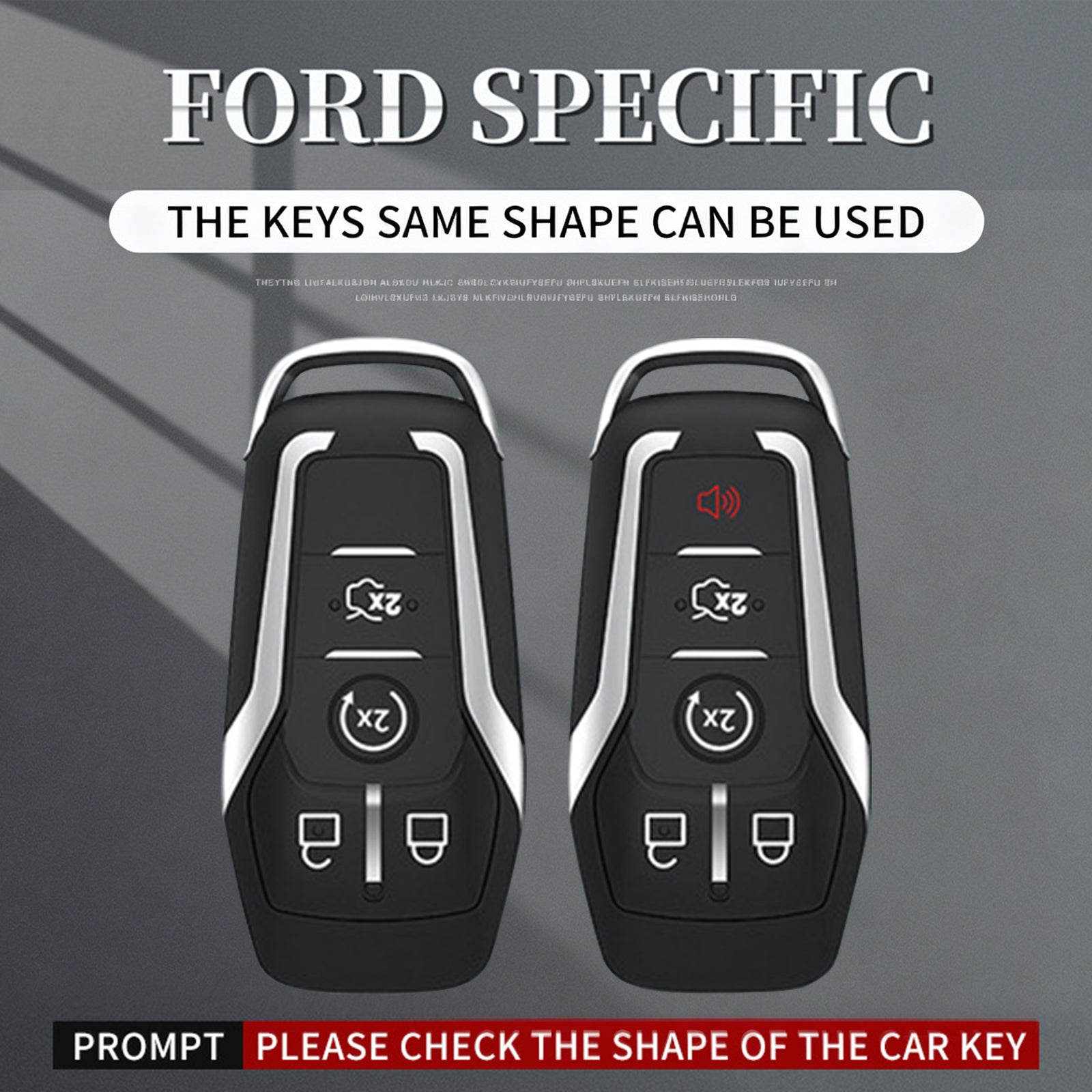 Aluminum Alloy TPU Black Car Key Case Cover With Buckle For Ford