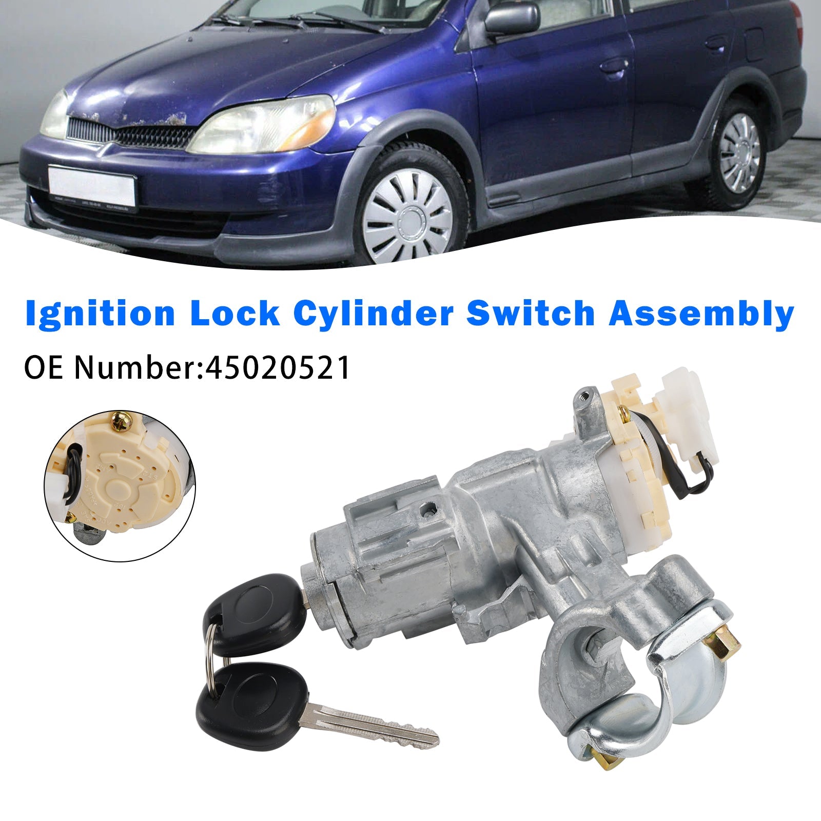 Ignition Lock Cylinder Switch Assembly 45020521 For Toyota Echo 2000-2005