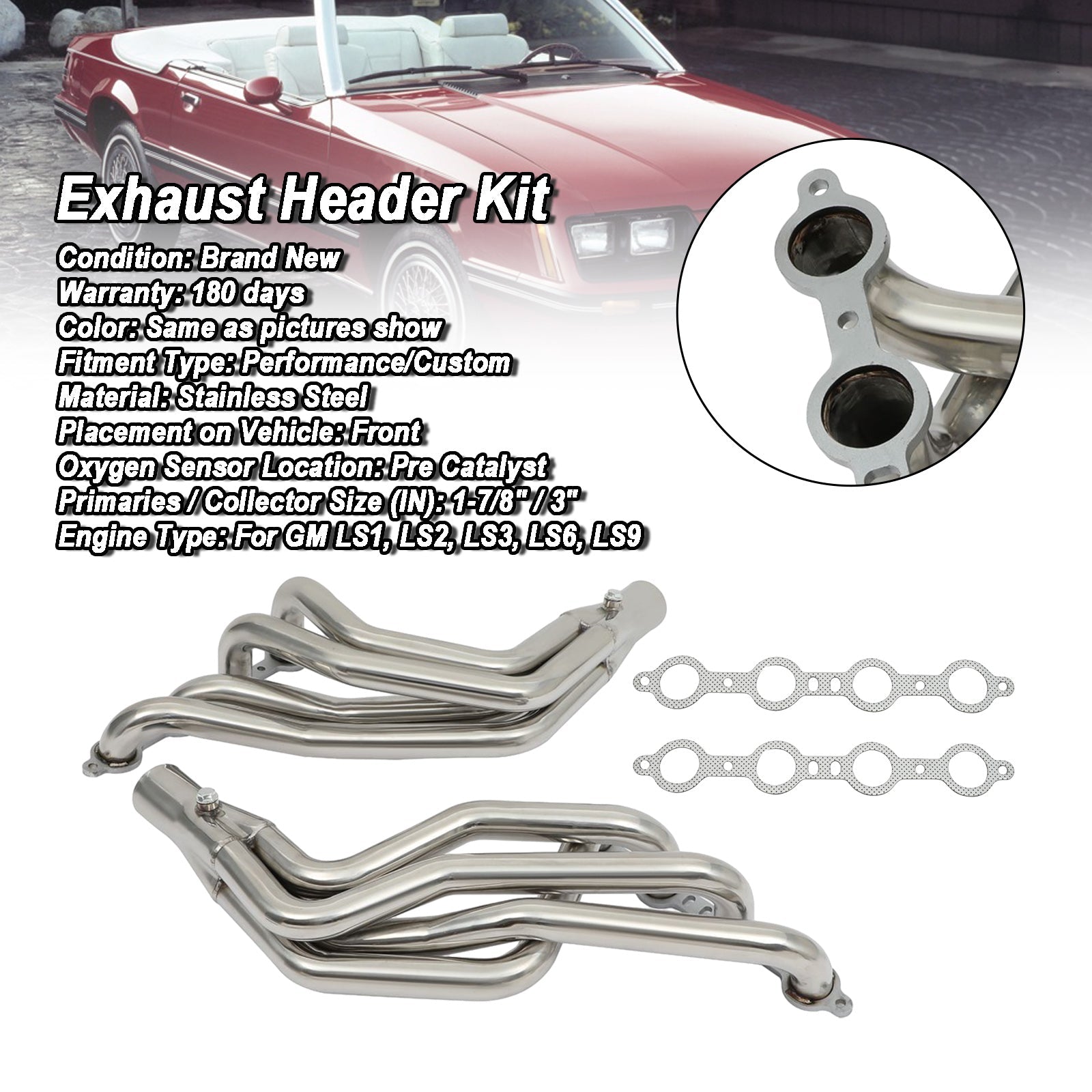 Stainless Steel Manifold Headers Exhaust Fit Ford Mustang 3.8L 1979-2004