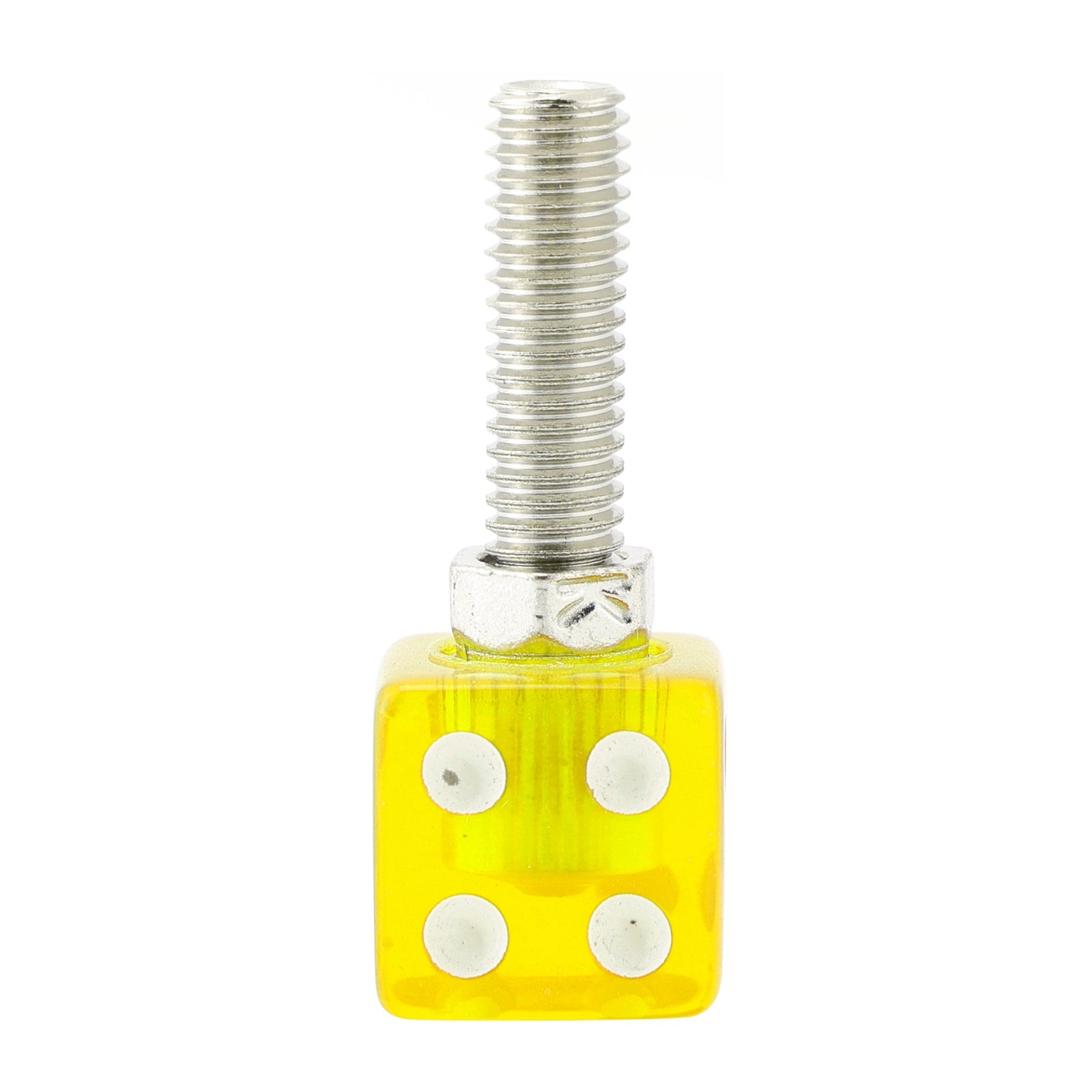 4x Custom DICE License Plate Bolt Screw Yellow Plastic Motorcycle Chopper Bobber