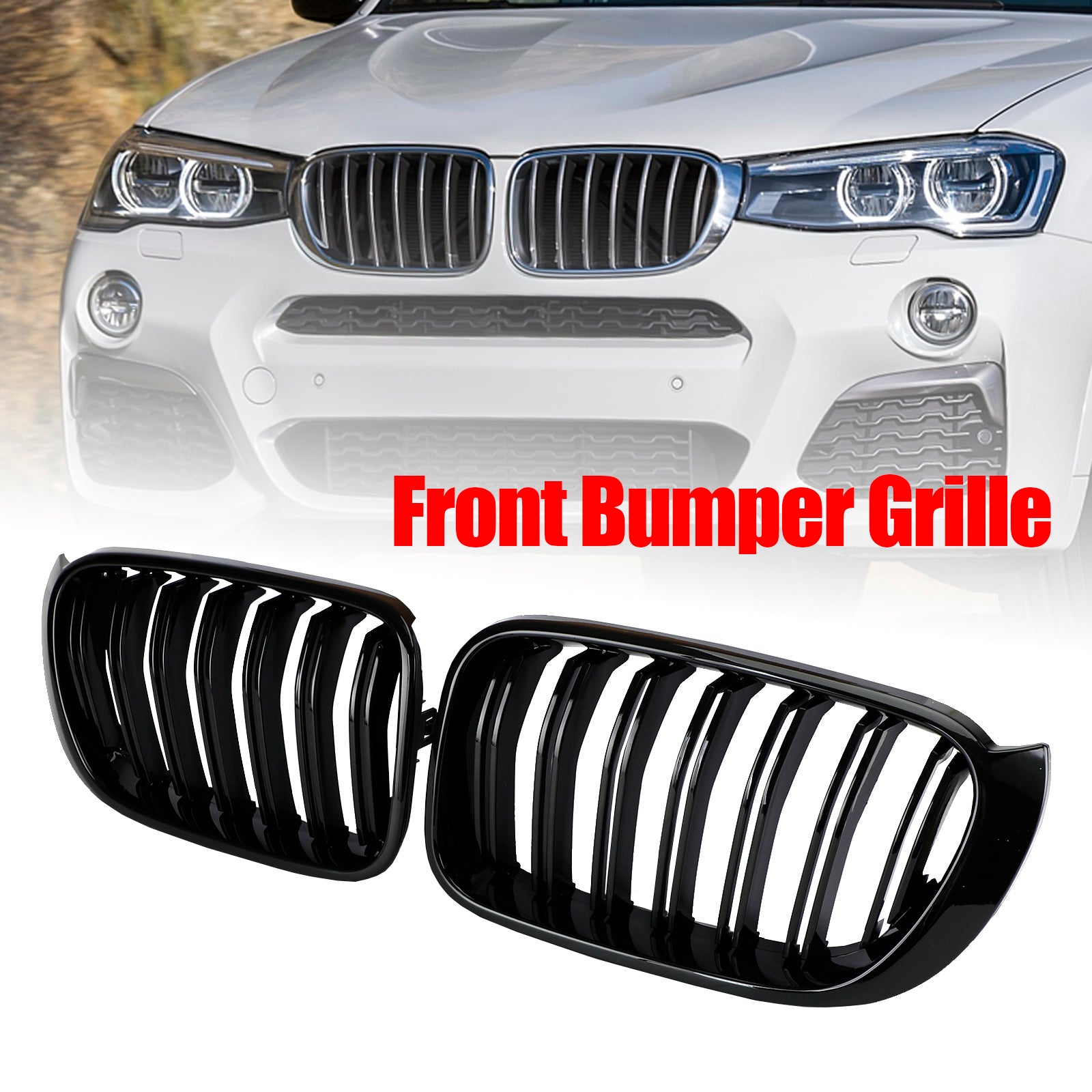 2014-2017 BMW X3 X4 F25 F26 Gloss Black Front Bumper Kidney Grille Grill