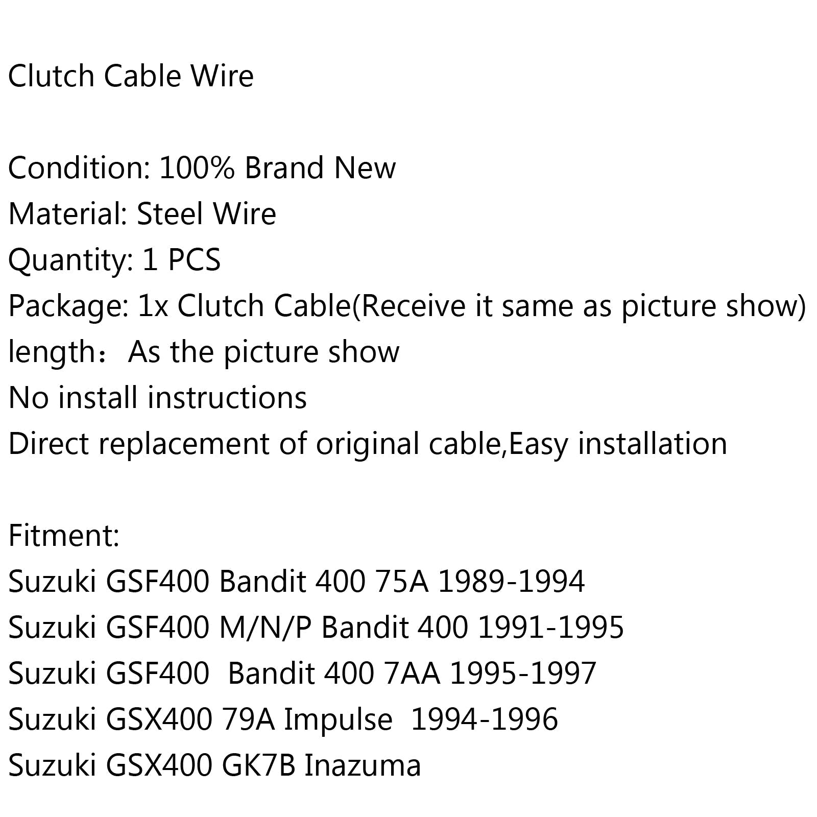 Clutch Cable For Suzuki GSF400 M/N/P Bandit 400 75A GSX400 79A GK7B Inazuma Generic