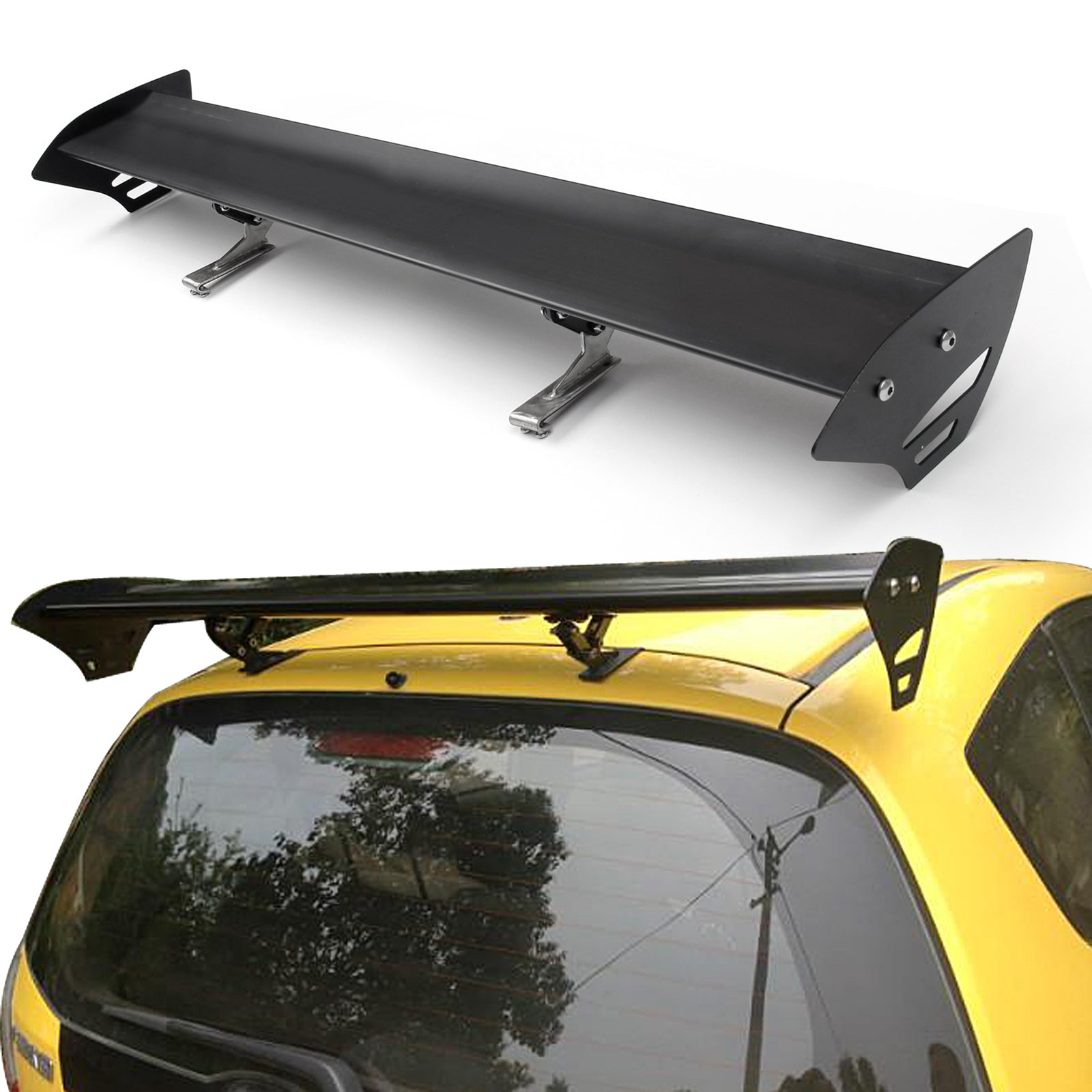 Racing Spoiler Aluminum GT Rear Trunk Wing Universal Hatch Adjustable Black 15# Generic