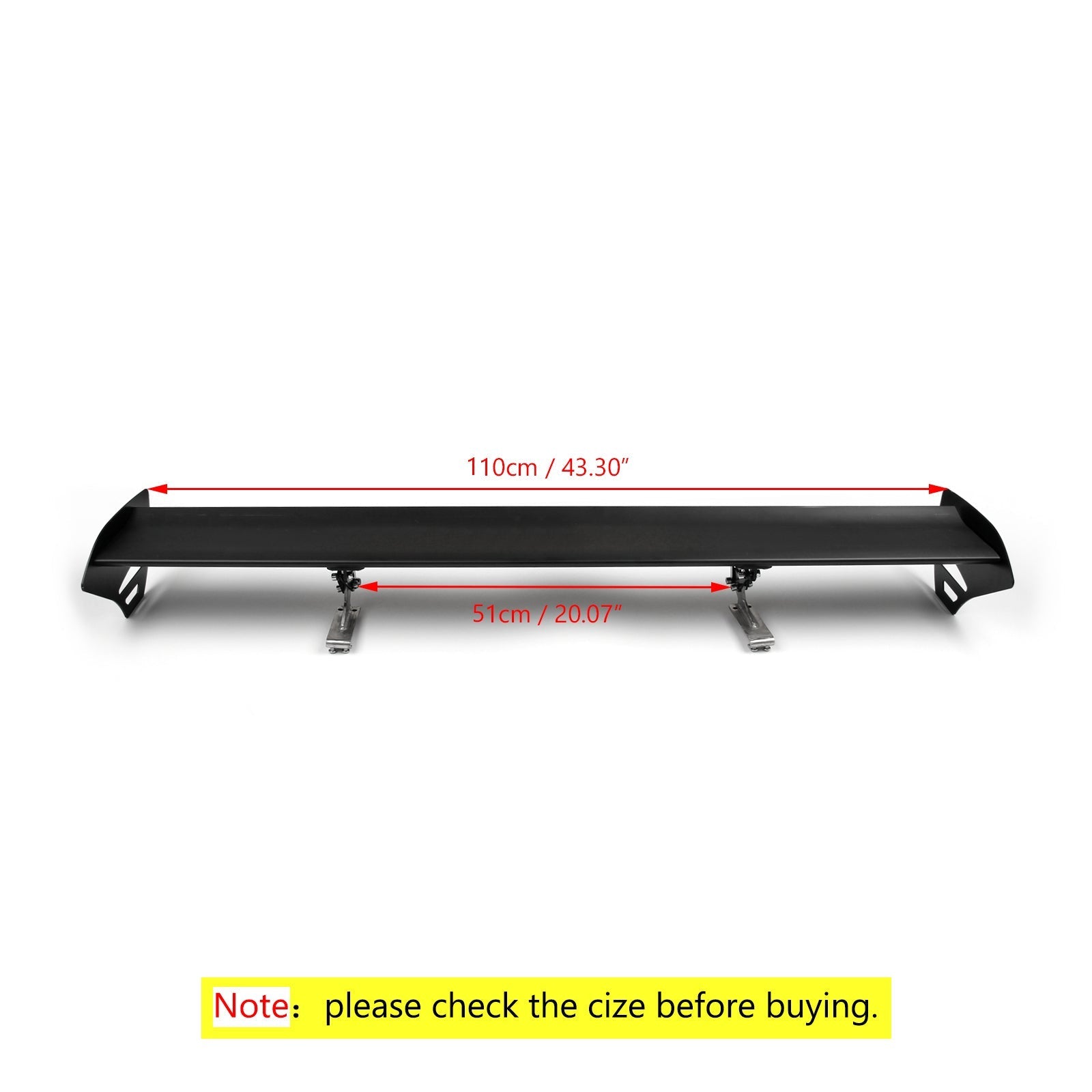 Racing Spoiler Aluminum GT Rear Trunk Wing Universal Hatch Adjustable Black 15# Generic
