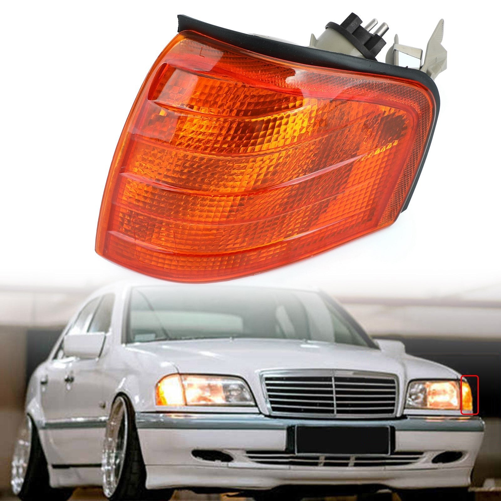 1994-2000 Benz C Class W202 Left/Right Corner Lights Turn Signal Lamps Generic