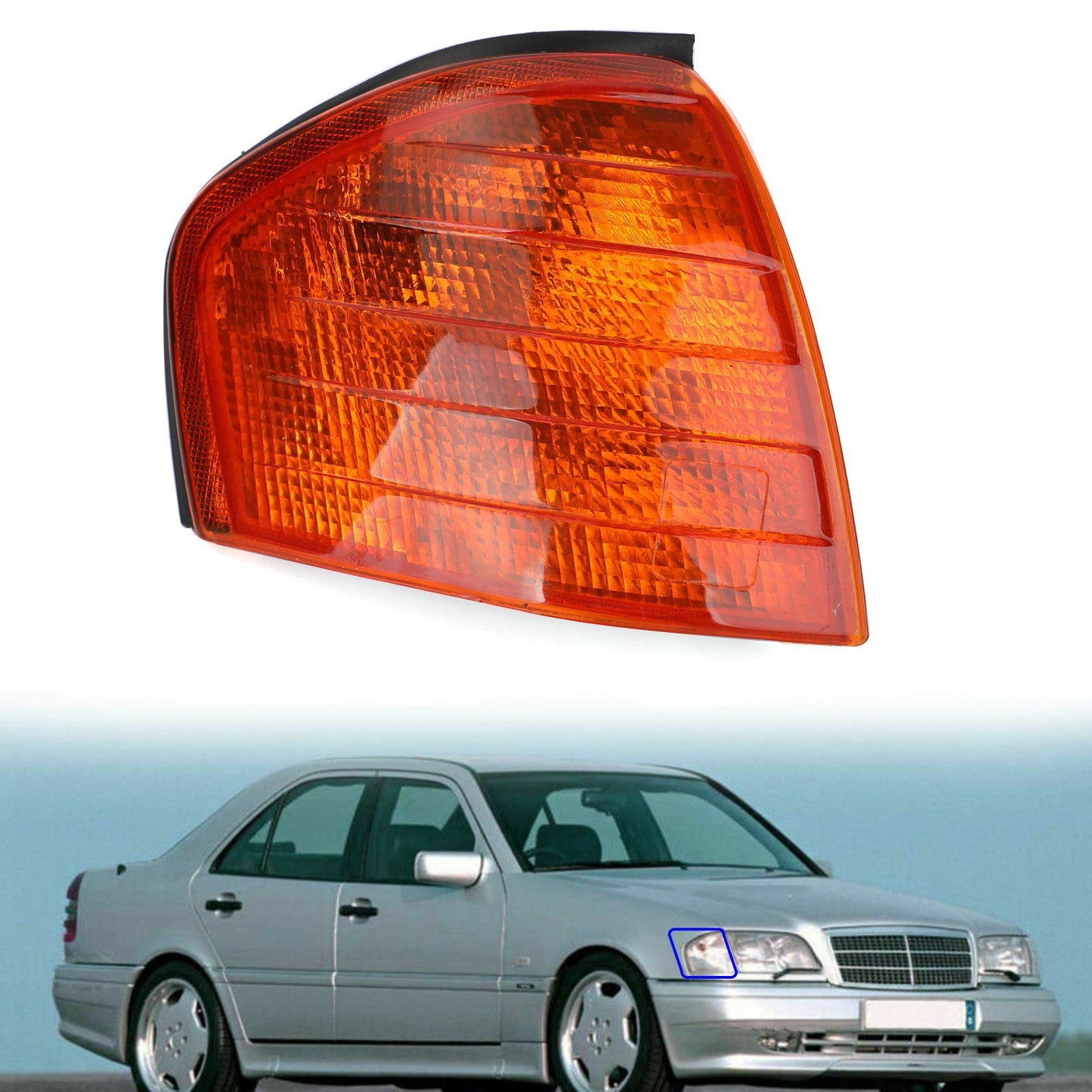 1994-2000 Benz C Class W202 Left/Right Corner Lights Turn Signal Lamps Generic