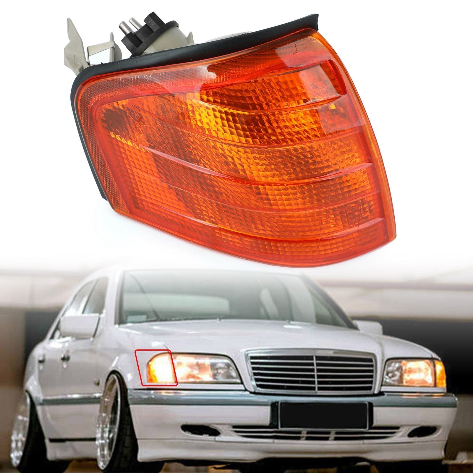 1994-2000 Benz C Class W202 Left/Right Corner Lights Turn Signal Lamps Generic