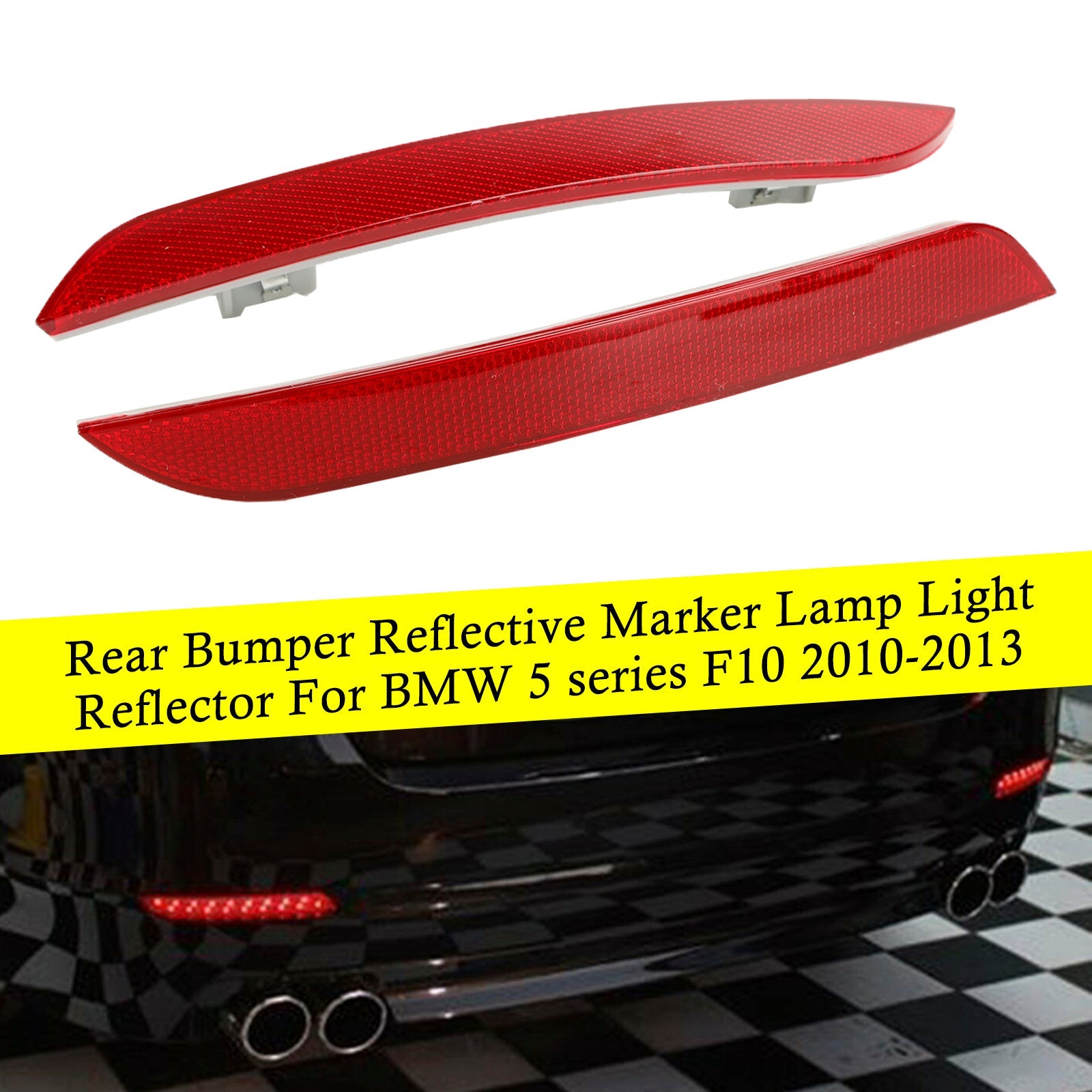 2010-2013 BMW 5-Series F10 F18 Tail Fog Lamps Light Rear Bumper Reflector Pair 63147203237 63147203238 Generic