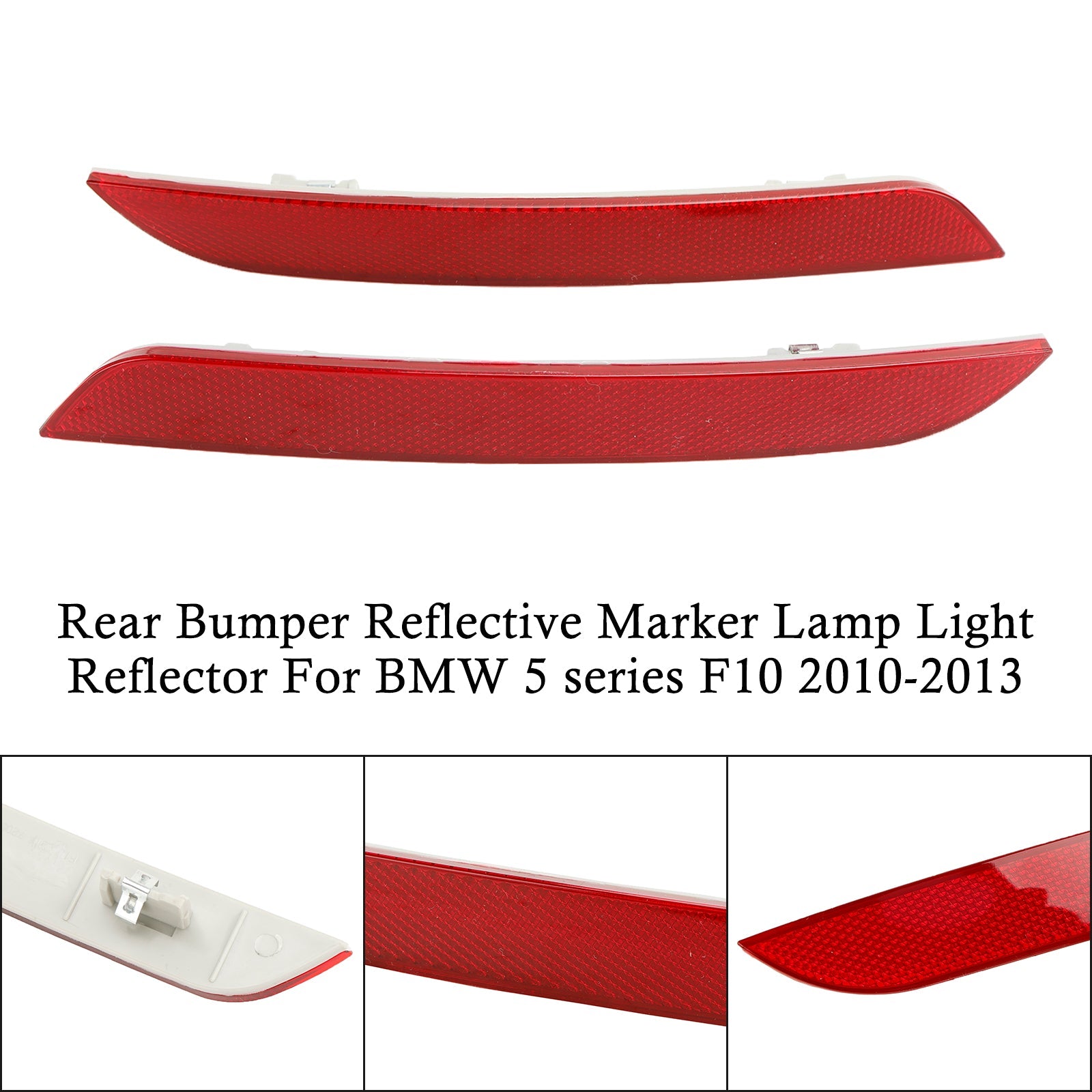 2010-2013 BMW 5-Series F10 F18 Tail Fog Lamps Light Rear Bumper Reflector Pair 63147203237 63147203238 Generic