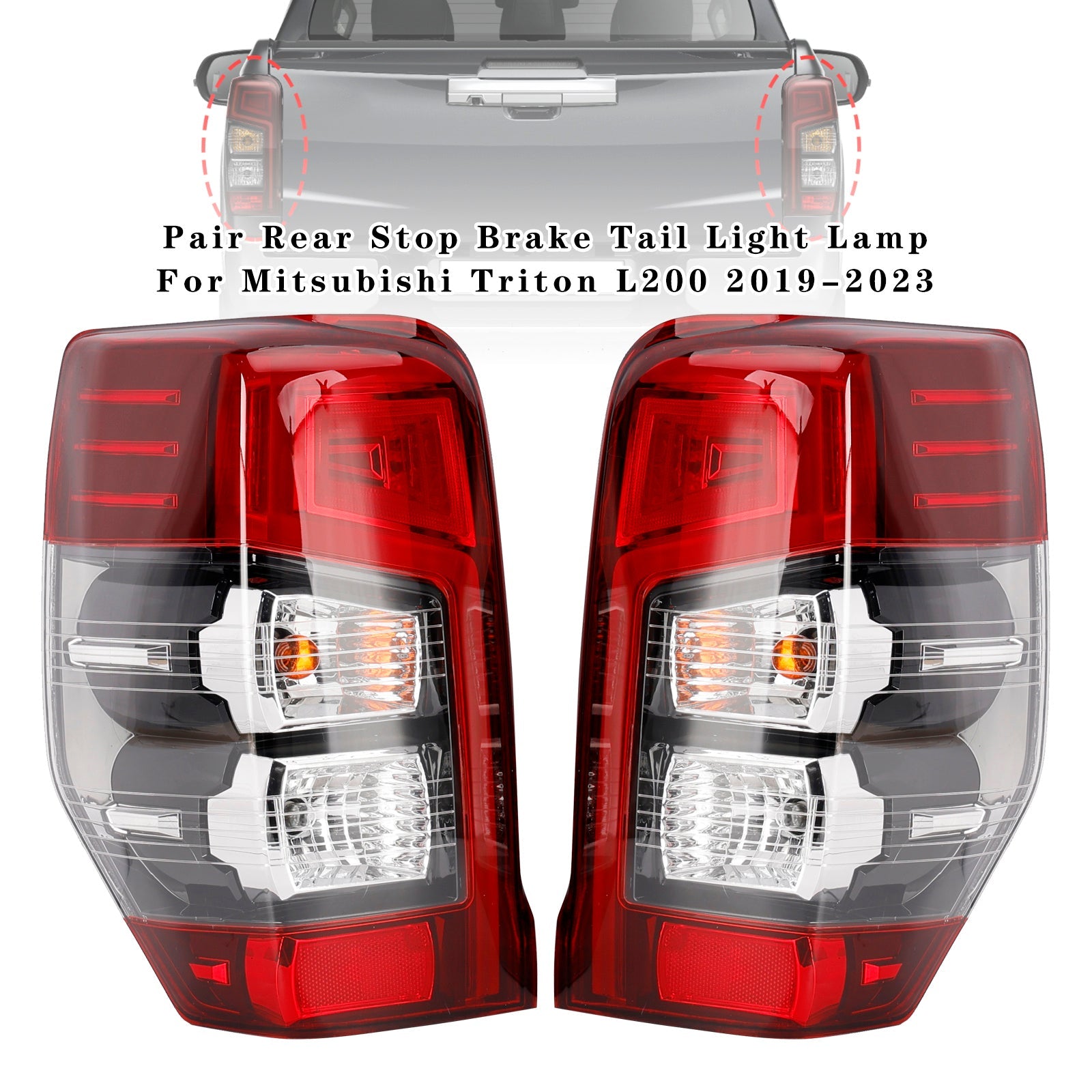 Pair Rear Stop Brake Tail Light Lamp For Mitsubishi Triton L200 2019-2023