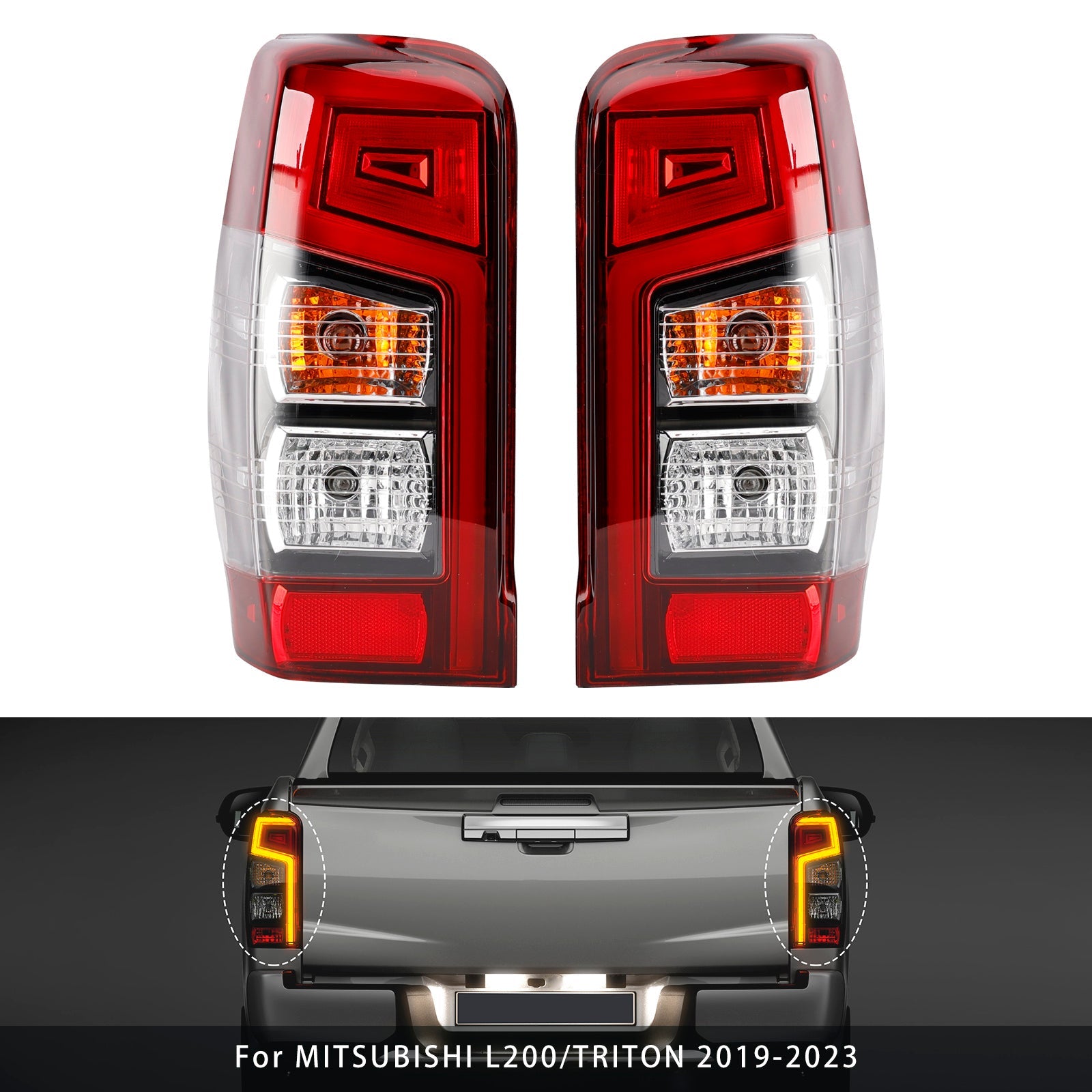 Mitsubishi Triton L200 2019-2023 Pair Rear Stop Brake Tail Light Lamp