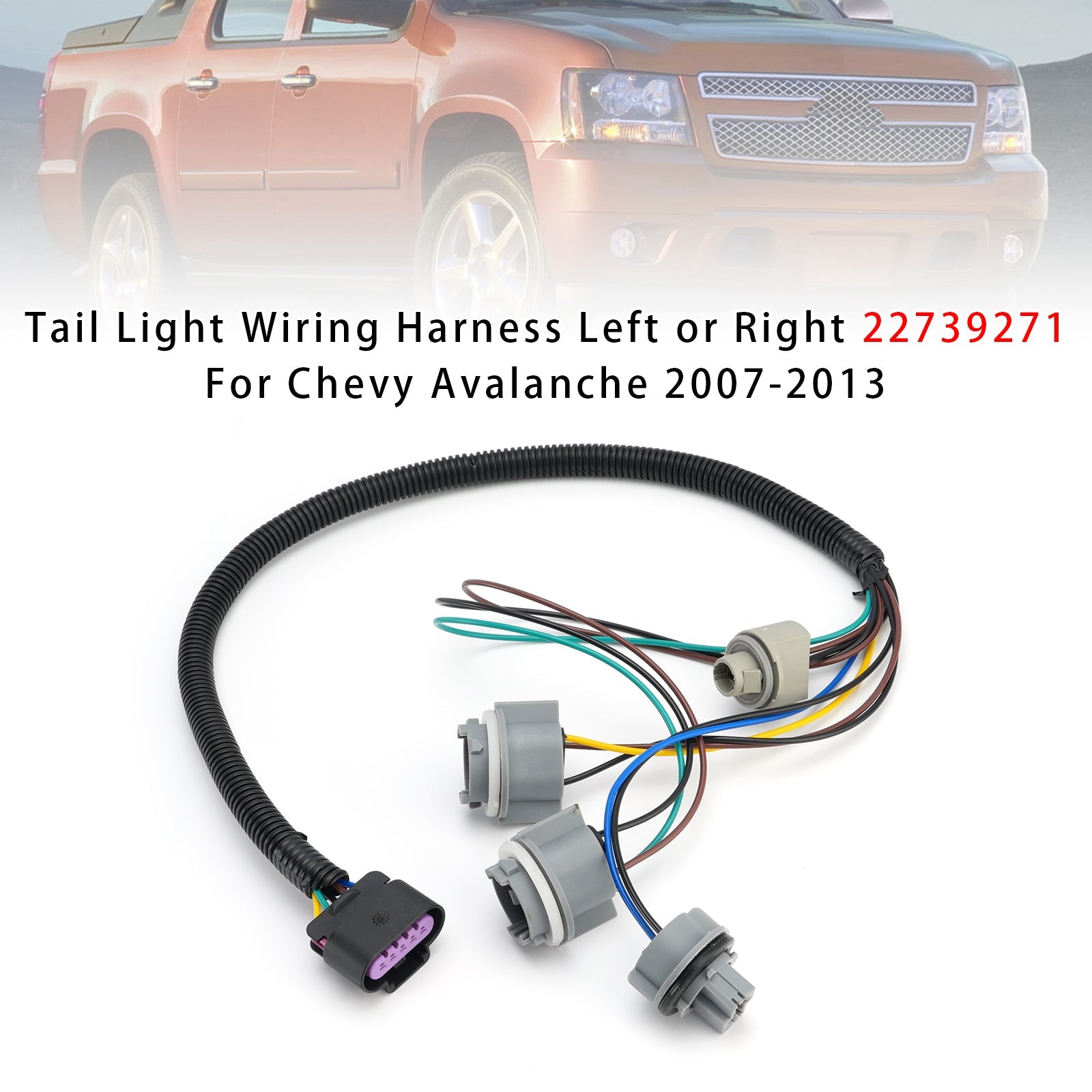 Tail Light Wiring Harness Left or Right 22739271 For Chevy Avalanche 2007-2013