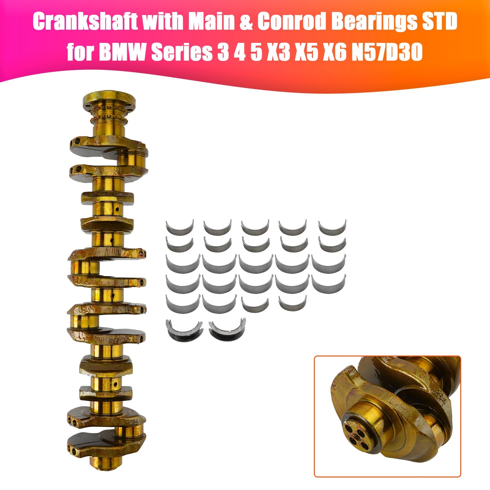 09.2009-12.2015 BMW 7 (F01, F02, F03, F04) N57 D30 ENGINES Crankshaft with Main & Conrod Bearings STD 11217799970 11217809375
