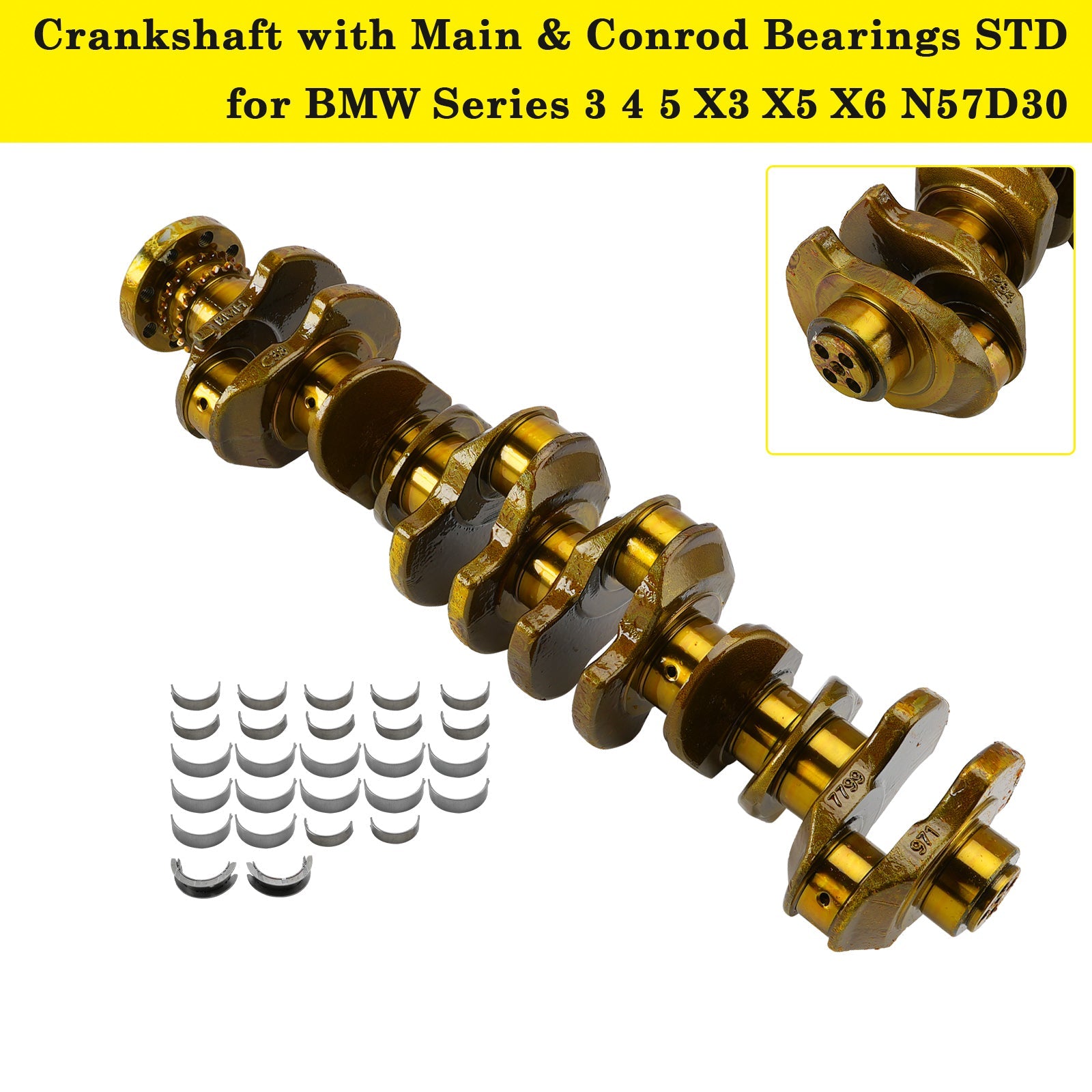 07.2009-06.2014 BMW X6 (E71, E72) N57 D30 ENGINES Crankshaft with Main & Conrod Bearings STD 11217799970 11217809375