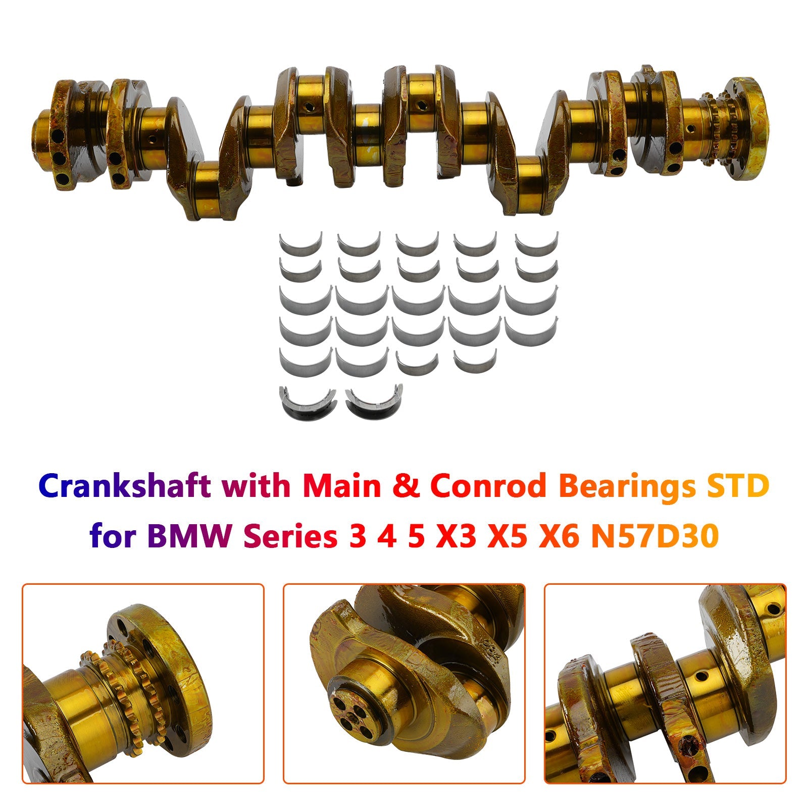 09.2011-08.2017 BMW X3 (F25) N57 D30 ENGINES Crankshaft with Main & Conrod Bearings STD 11217799970 11217809375