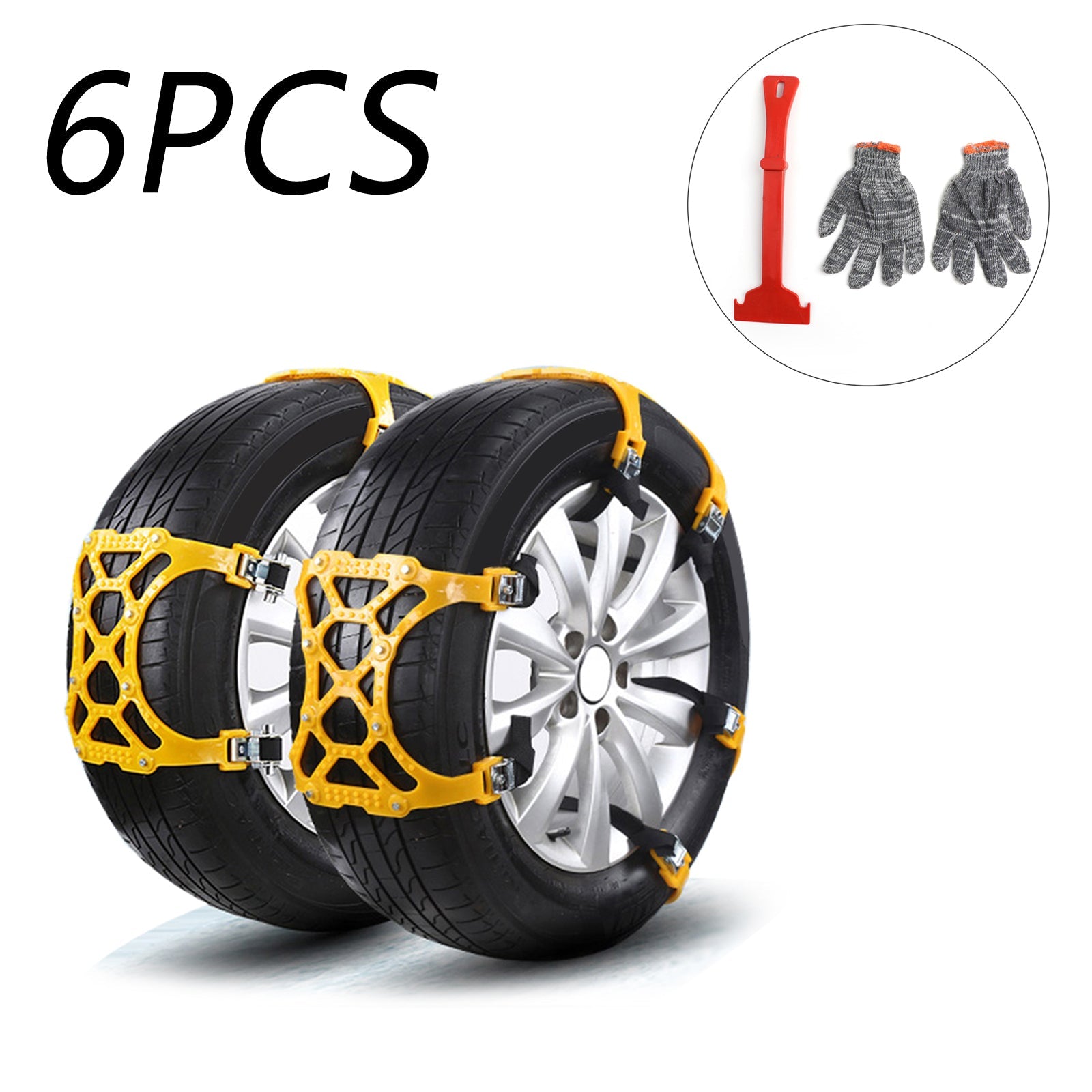 6PCS Car SUV Tire Chains Snow Anti-skid Thick Tendon Emergency Thickening