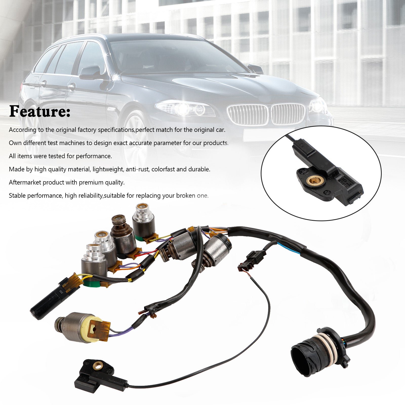 2000-2005 AUDI A6 5 SP F/AWD V6 2.5L 2.7L 7PCS 5HP19 Transmission Solenoids With Internal Harness 0501316463