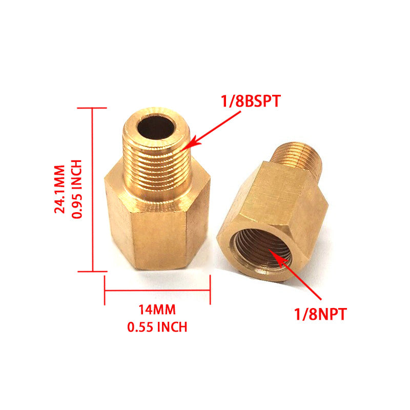 1/8 NPT Female To 1/8 BSPT Male Adapter Gauge Sensor Thread Oil Pressure Adapter Generic