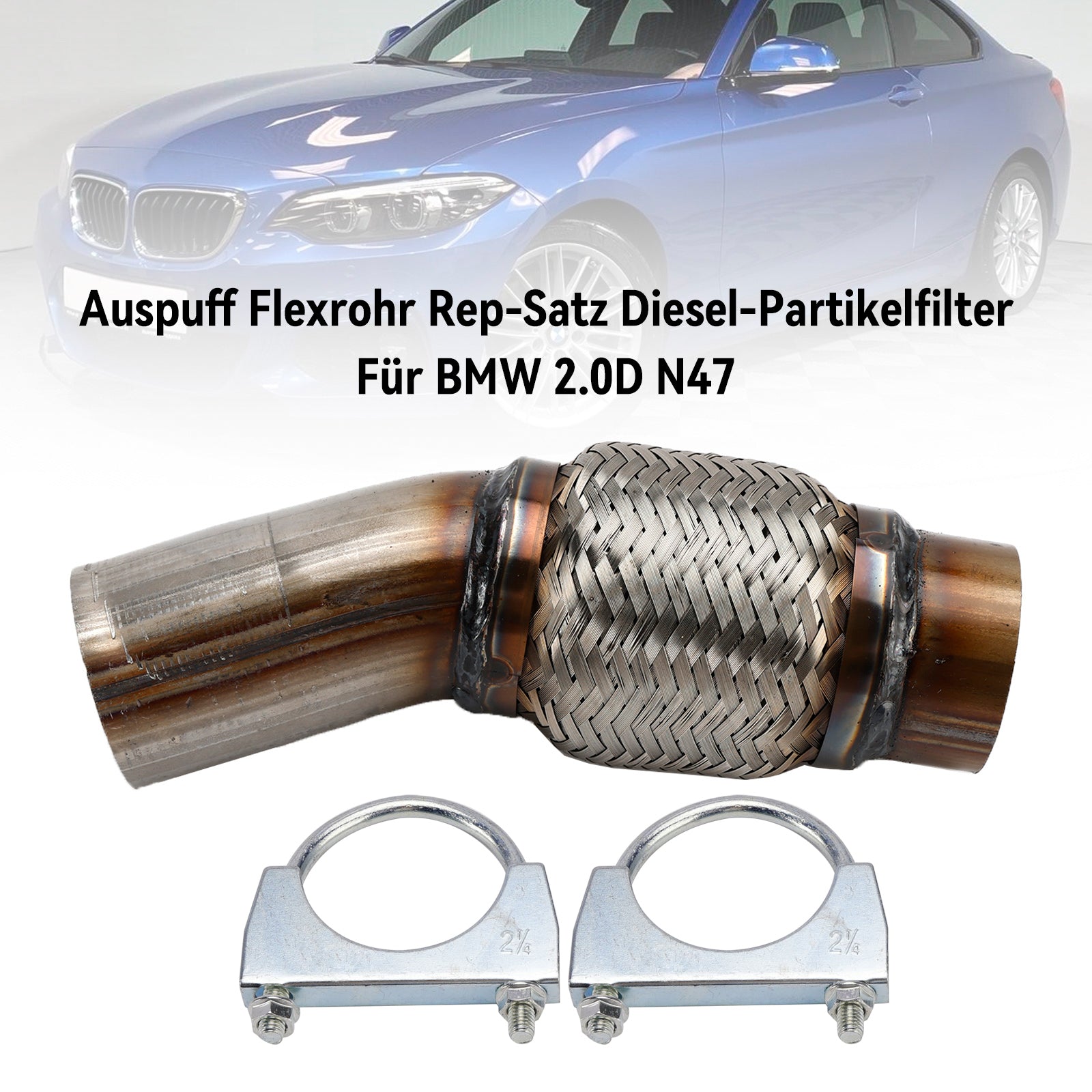 BMW 2.0D N47 Exhaust Flex Pipe Repair Set Diesel Particulate Filter 18.30.7.812.286 18.30.7.812.285