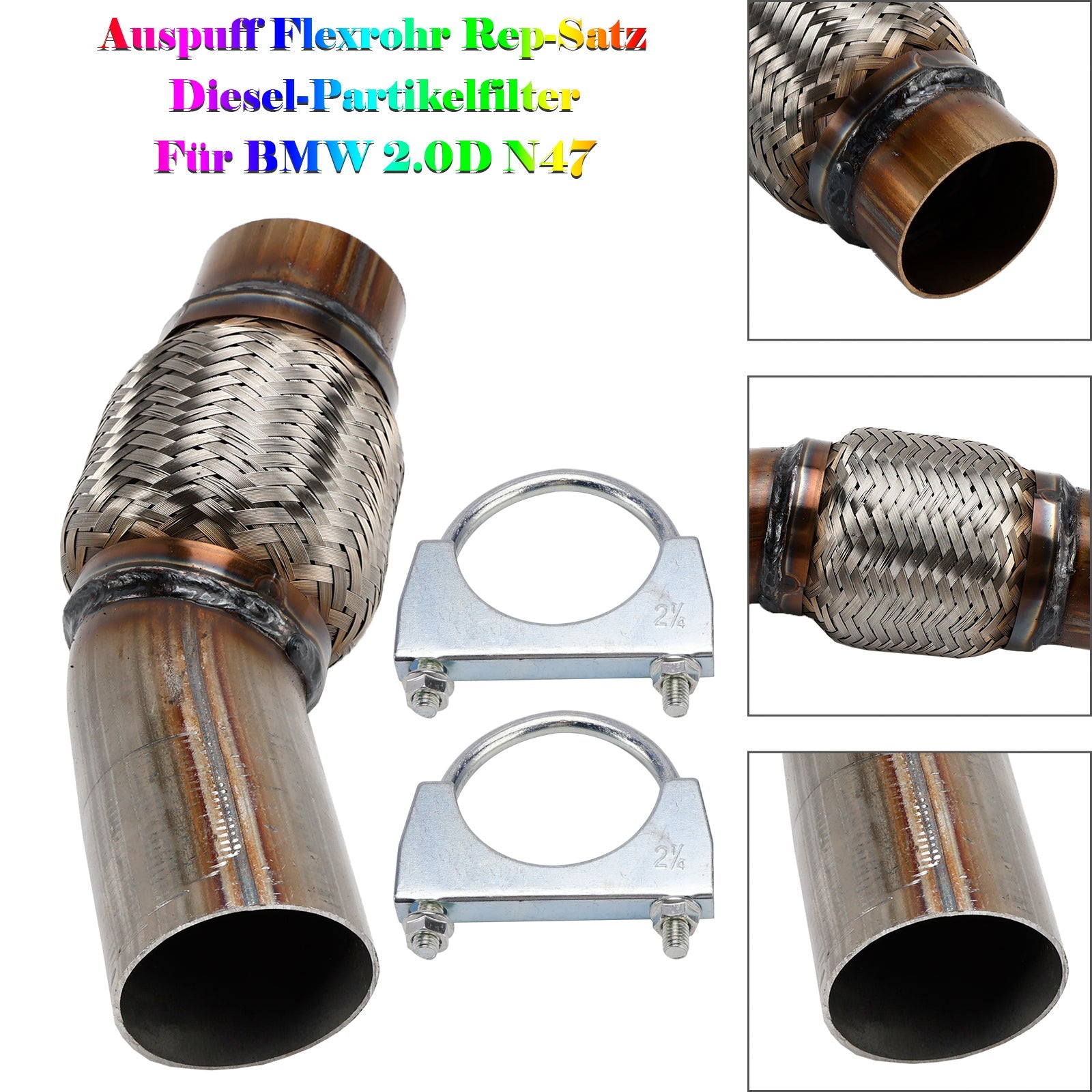 BMW 2.0D N47 Exhaust Flex Pipe Repair Set Diesel Particulate Filter 18.30.7.812.286 18.30.7.812.285