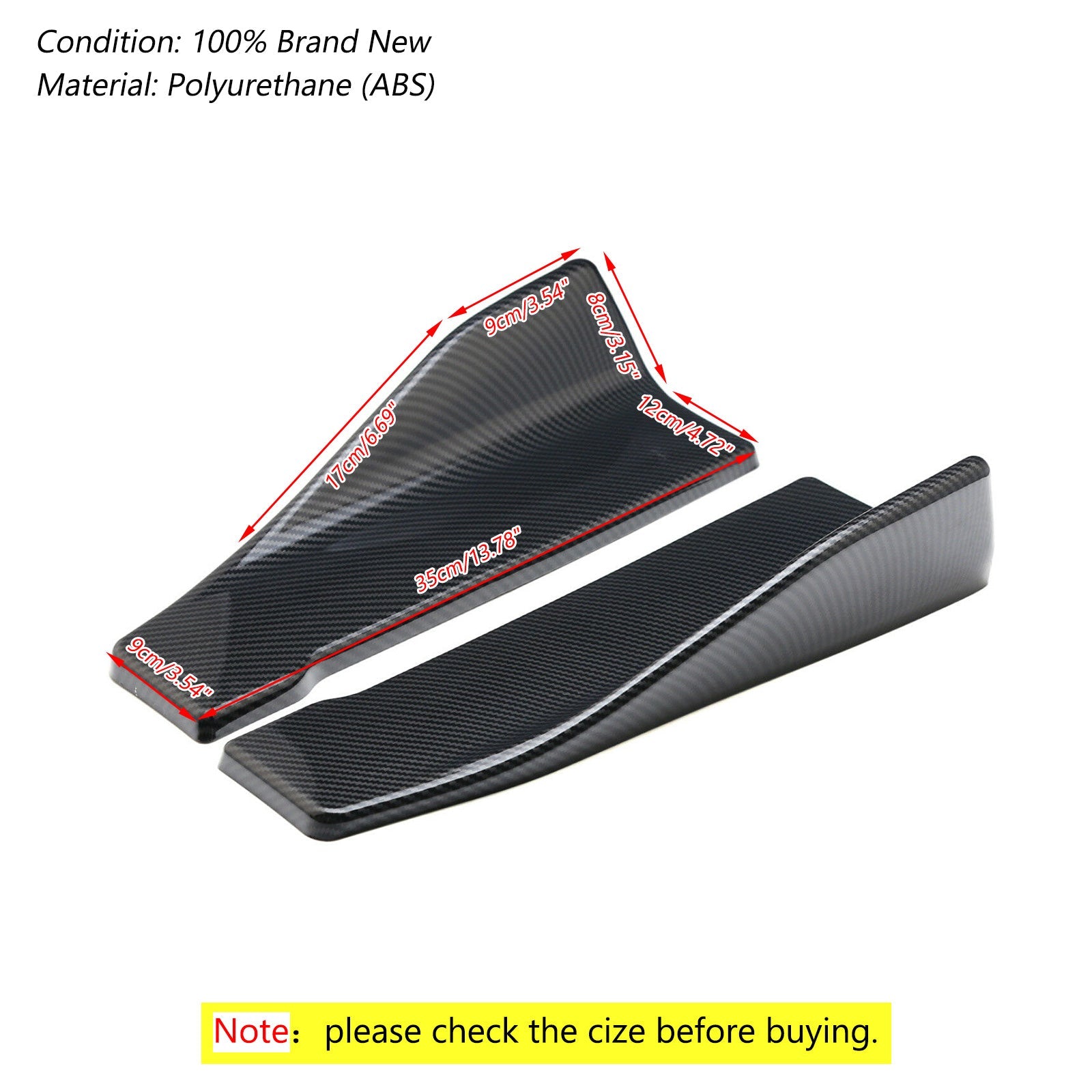 2pcs 35cm Skirt Spoiler Rear Lip Extension Rocker Splitters Winglet Wings Carbon