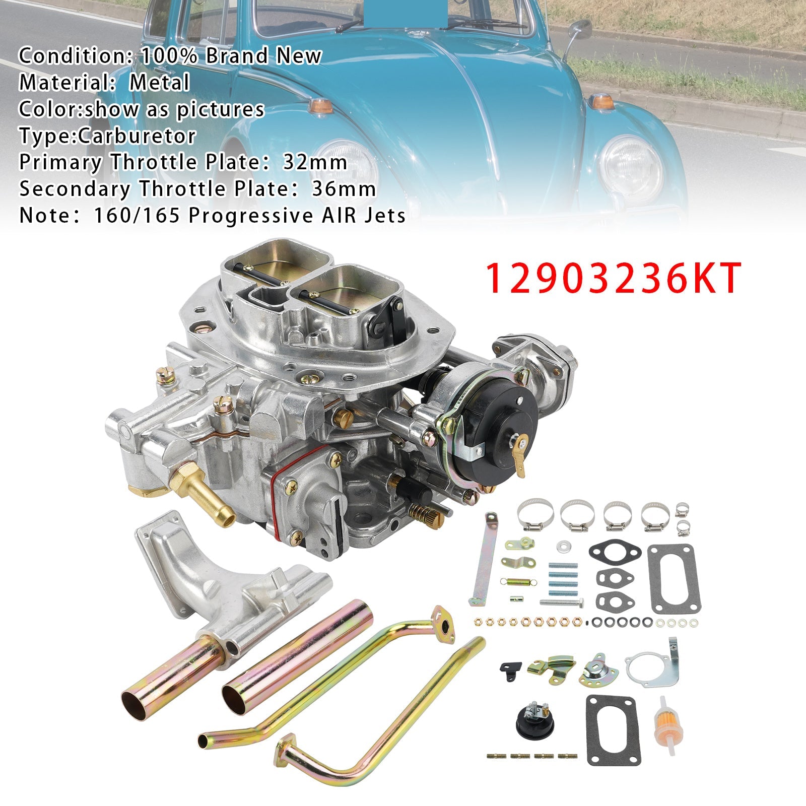 32/36 Progressive DFEV Carb Kit Complete 12903236KT Carburetor For VW Type 1