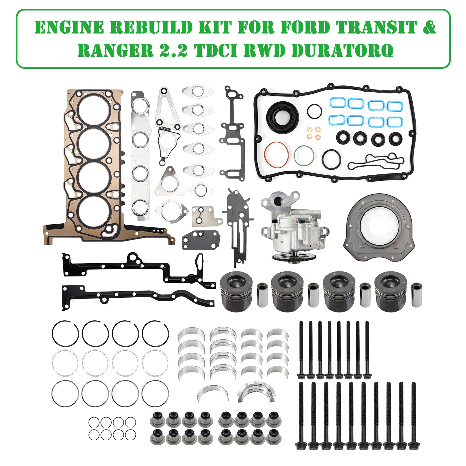 Engine Rebuild Kit for Ford Transit & Ranger 2.2 TDCi RWD Duratorq BK3Q-6051-C1C 9677428680
