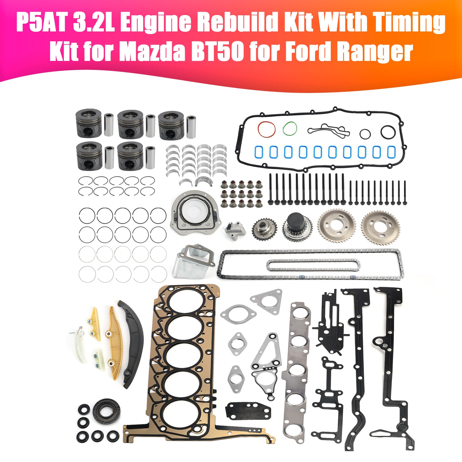 Mazda BT50 P5AT with 3.2L 5cyl Turbo Diesel Engines P5AT 3.2L Engine Rebuild Kit With Timing Kit