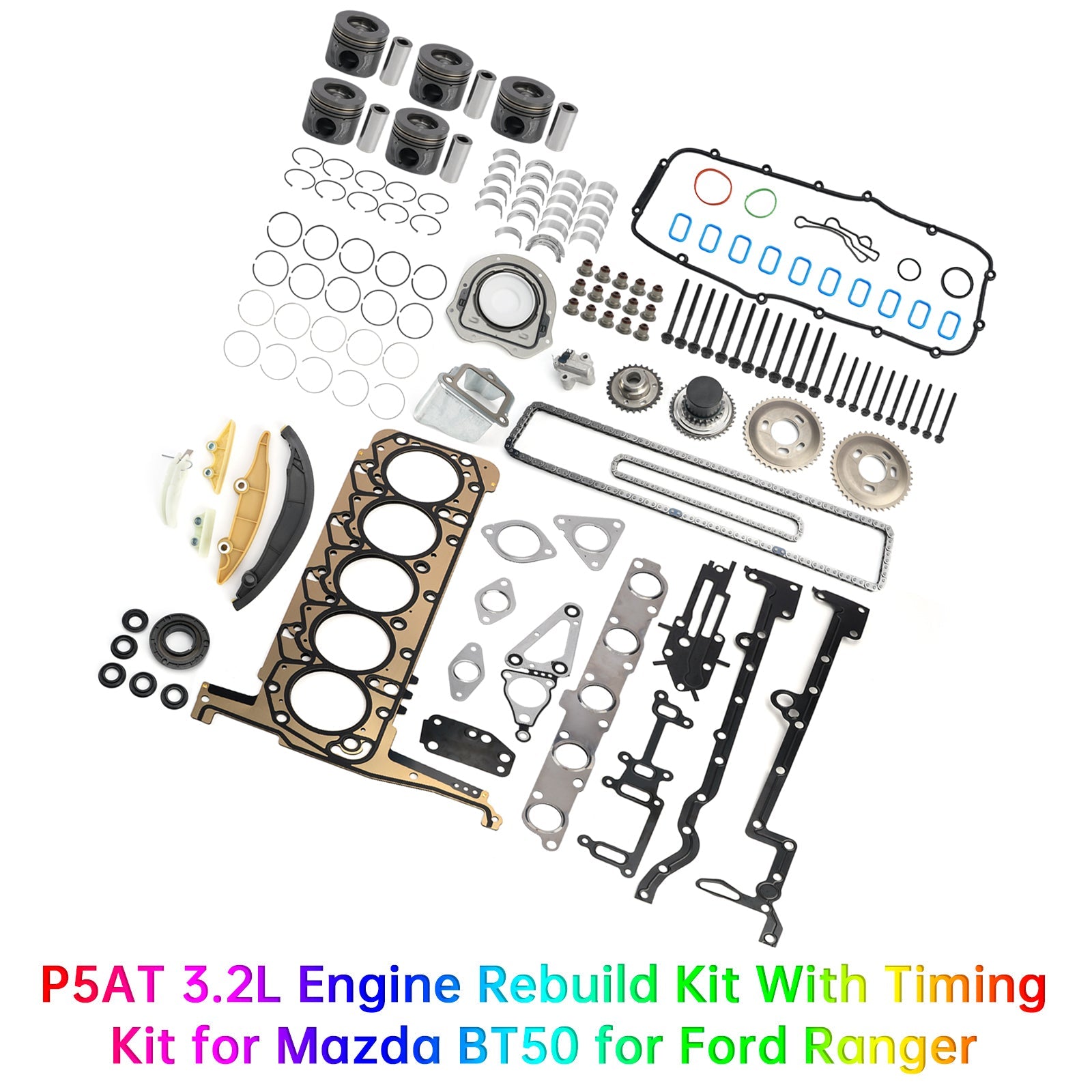 Mazda BT50 P5AT with 3.2L 5cyl Turbo Diesel Engines P5AT 3.2L Engine Rebuild Kit With Timing Kit