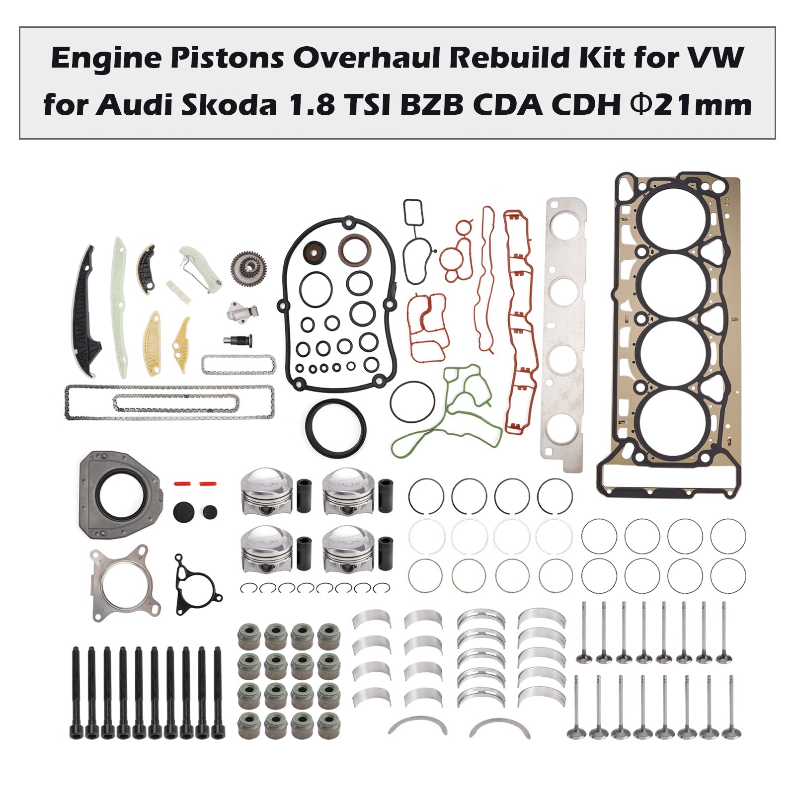 2007-2011 SKODA Octavia 1.8 TSI BZB CDAA CDAB Engine Pistons Overhaul Rebuild Kit 06H107065CP 06H109509Q