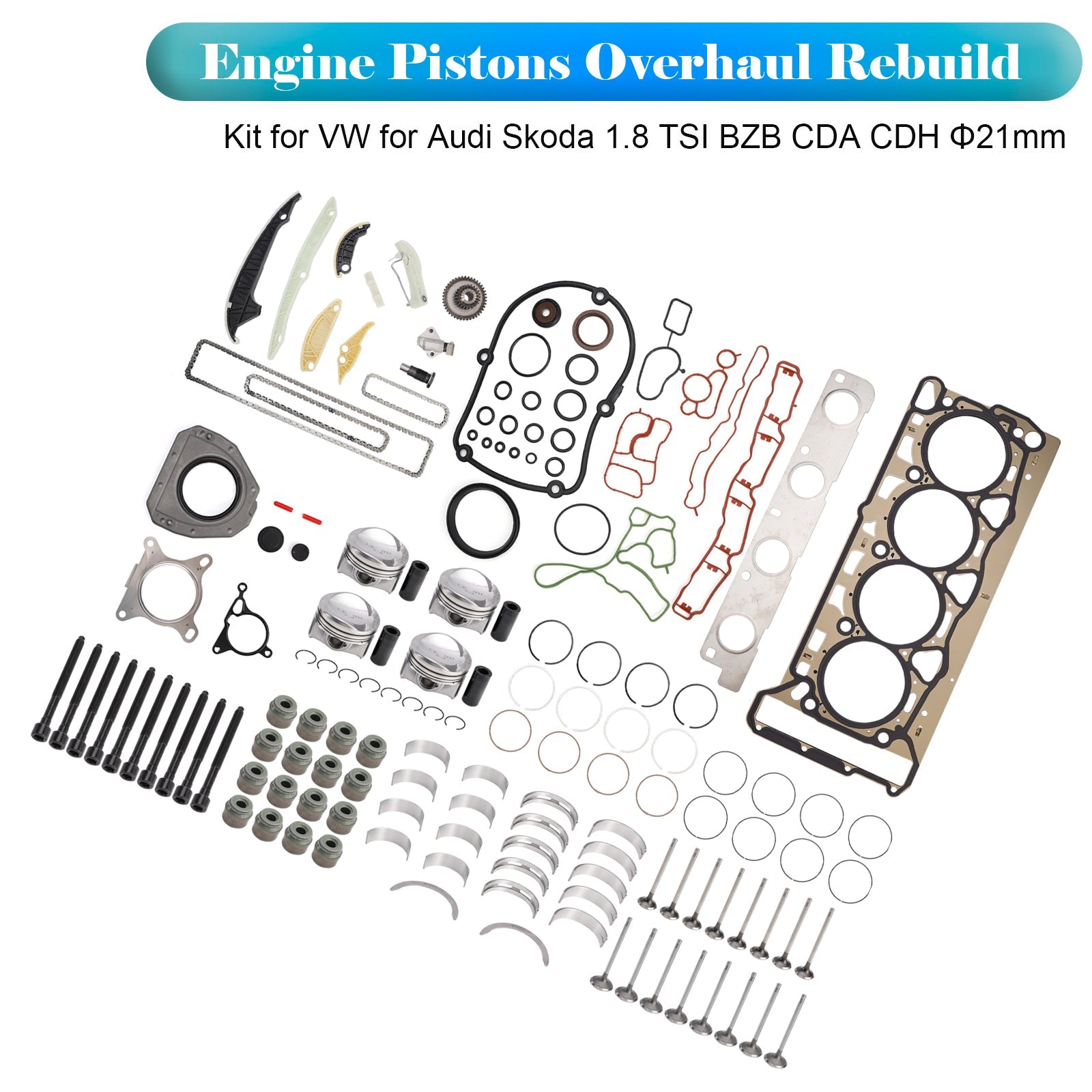 2008-2011 AUDI A5 1.8 TFSI CDHB Engine Pistons Overhaul Rebuild Kit 06H107065CP 06H109509Q