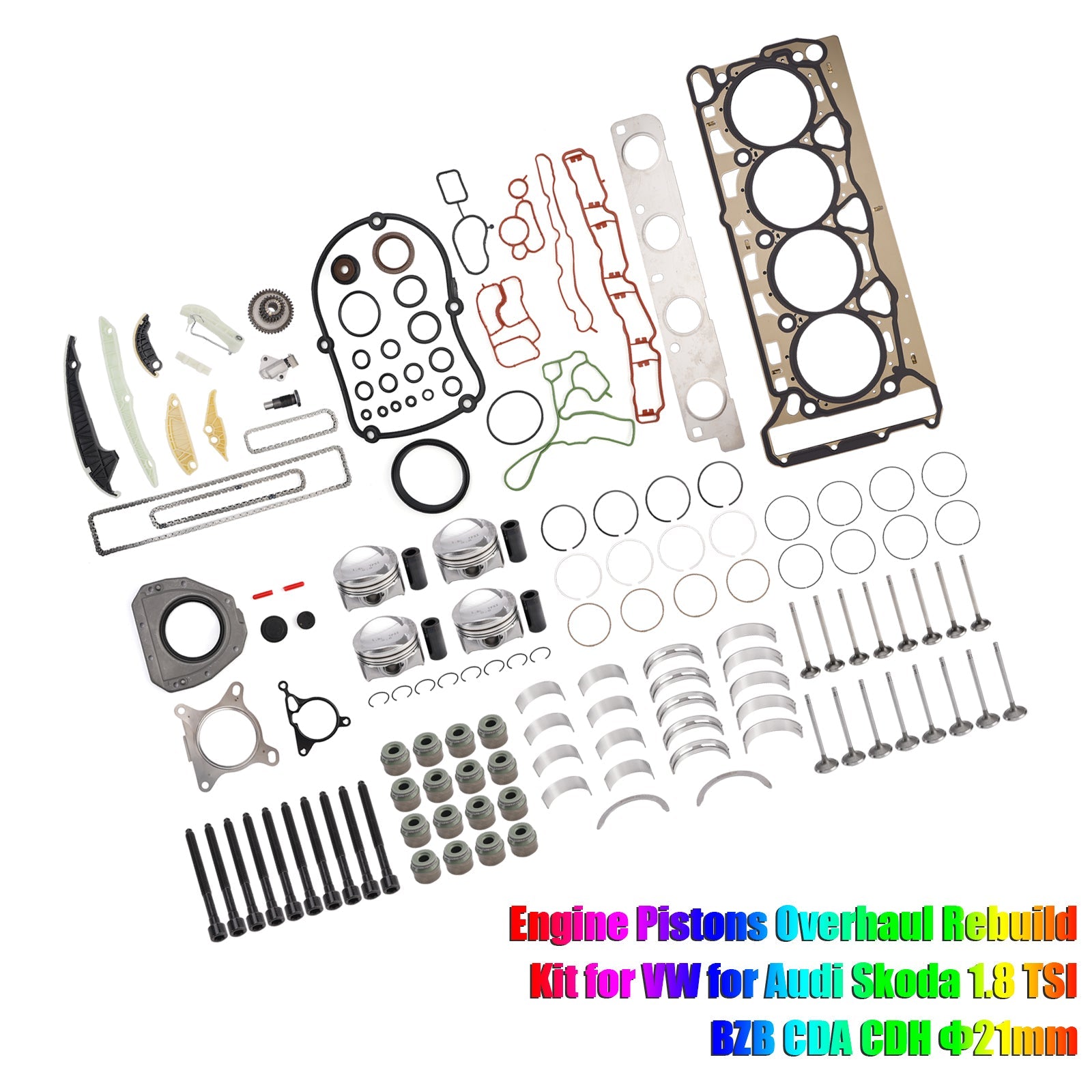 2008-2011 VOLKSWAGEN Passat CC 1.8 TSI BZB CDAA CDAB Engine Pistons Overhaul Rebuild Kit 06H107065CP 06H109509Q