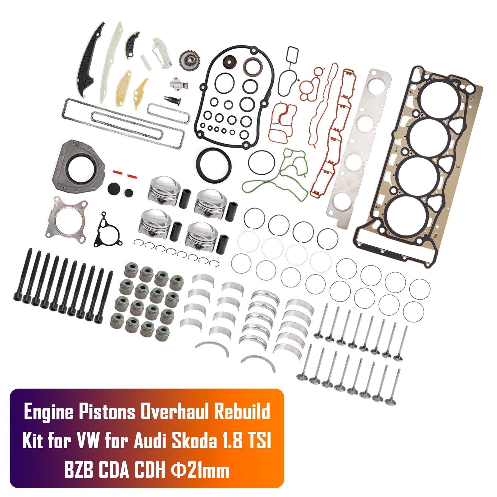 2008-2011 1.8 SKODA Superb TSI BZB CDAA CDAB Engine Pistons Overhaul Rebuild Kit 06H107065CP 06H109509Q