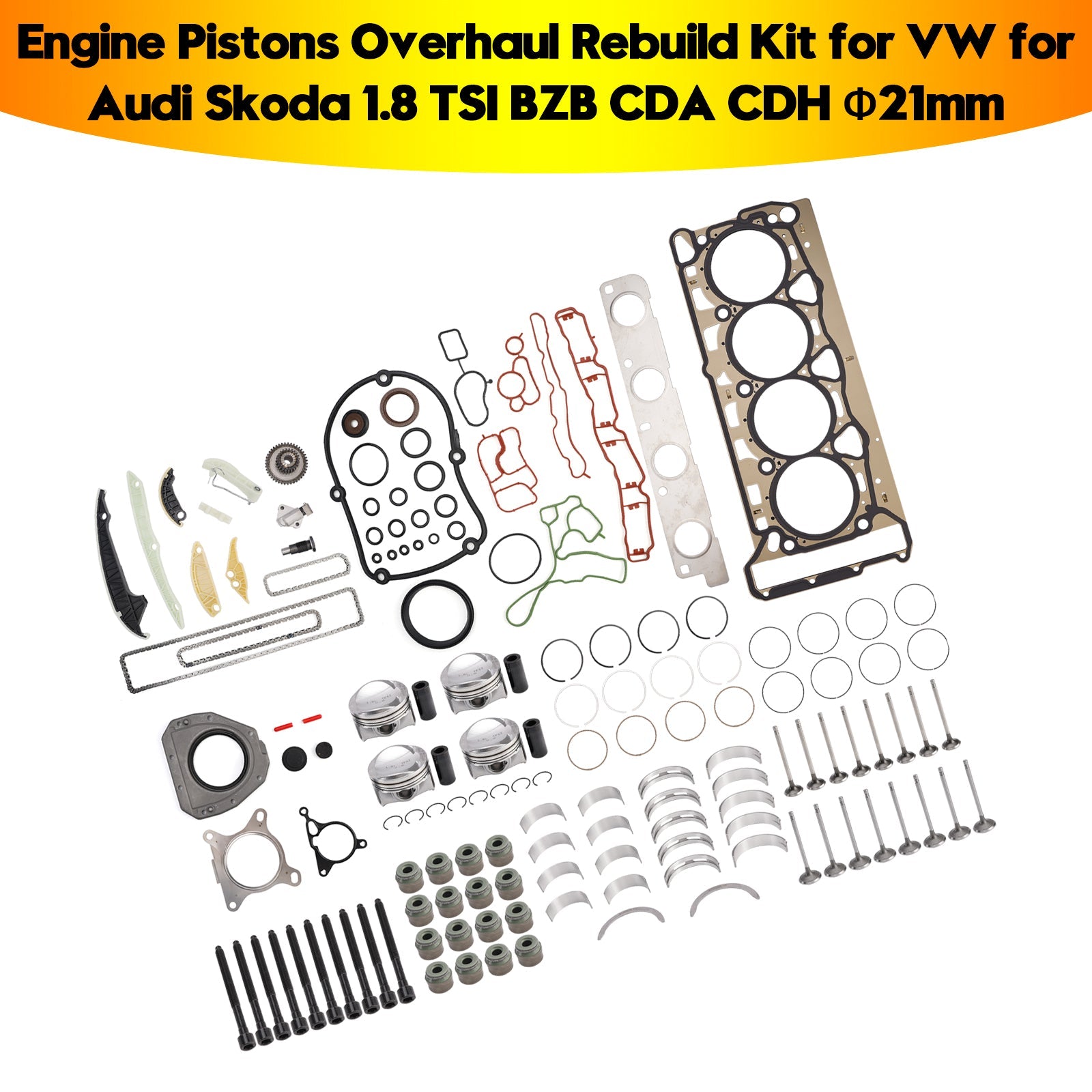 2007-2011 AUDI A4 (B8) 1.8 TFSI CABB CDHB Engine Pistons Overhaul Rebuild Kit 06H107065CP 06H109509Q