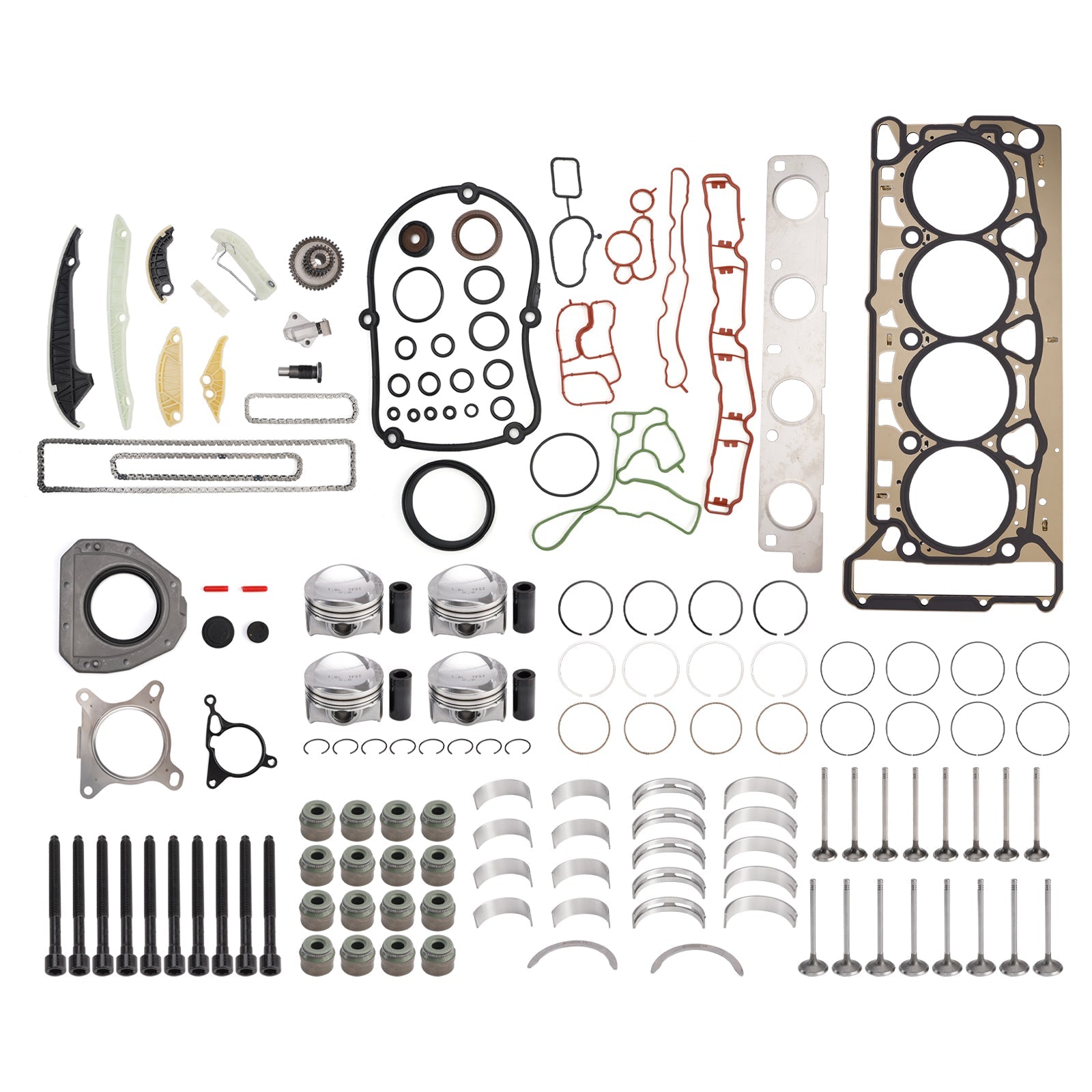 2008-2011 VOLKSWAGEN Passat CC 1.8 TSI BZB CDAA CDAB Engine Pistons Overhaul Rebuild Kit 06H107065CP 06H109509Q