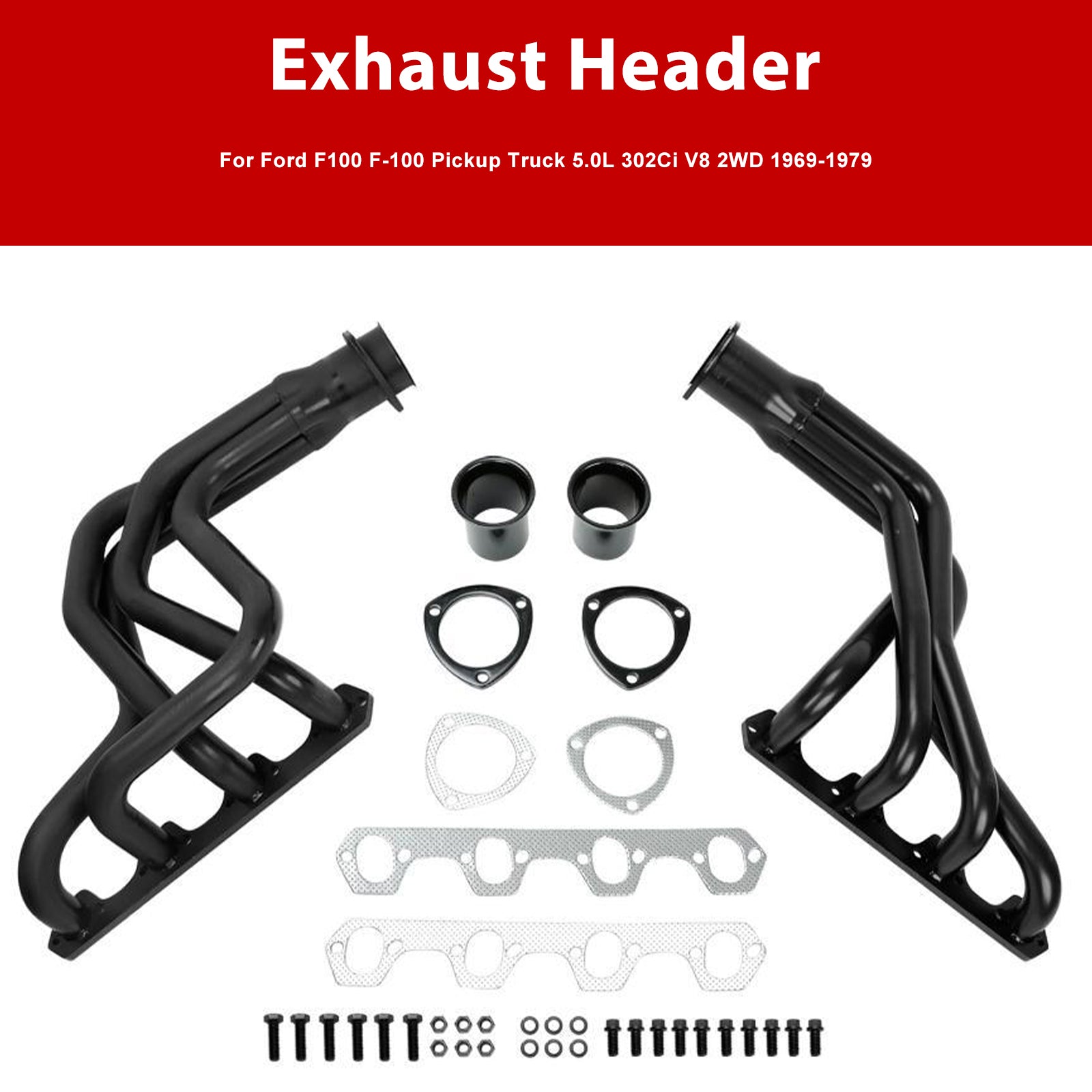 Exhaust Manifold Header Fit Ford F100 5.0L 302W Pickup Truck 2WD 1969-1979