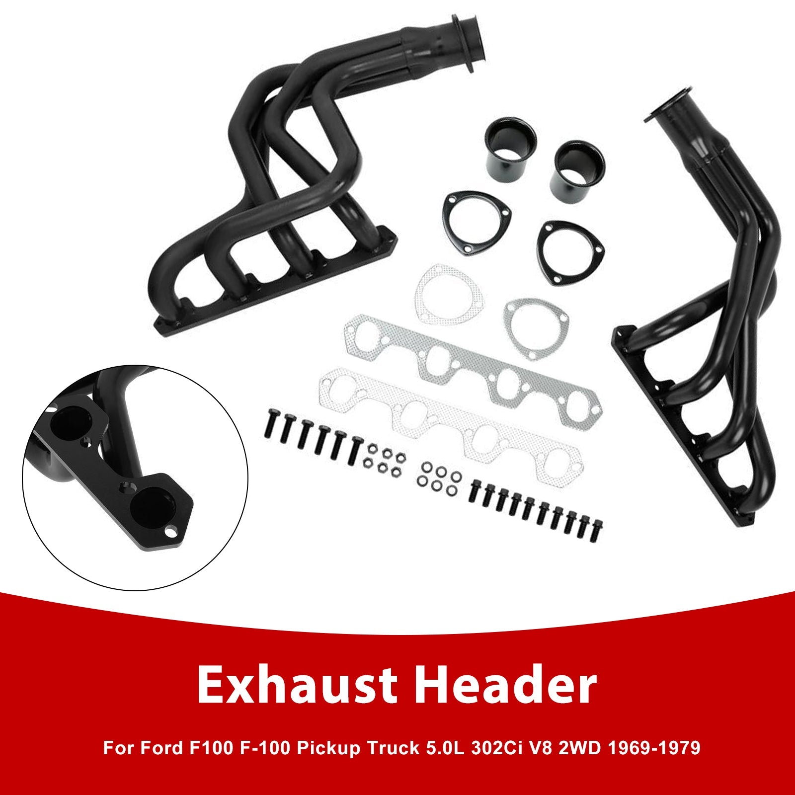 Exhaust Manifold Header Fit Ford F100 5.0L 302W Pickup Truck 2WD 1969-1979