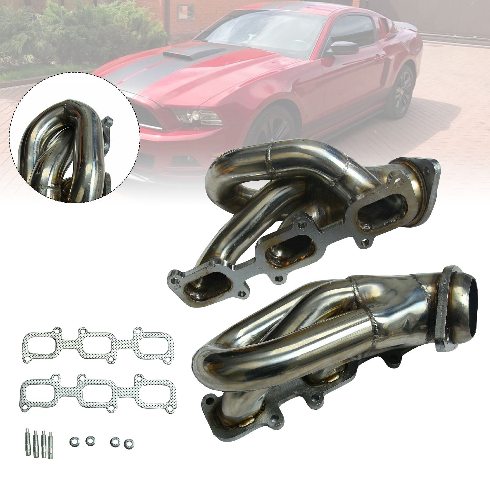 Stainless Steel Exhaust Manifold Header Fit Ford Mustang 3.7L V6 2011-2015