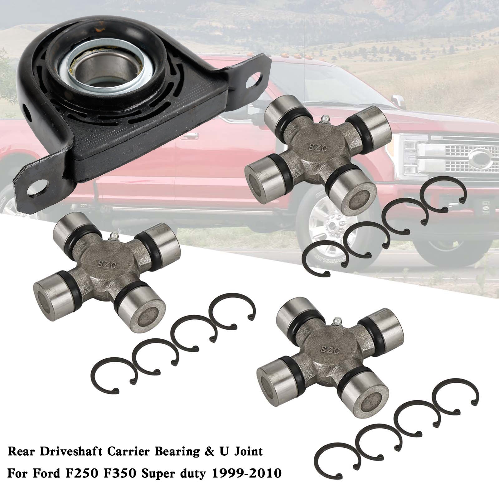 1999-2010 Ford F250 F350 Superduty 4WD Driveshaft Carrier Bearing and U Joint Kit RBU5-160X3-B Generic