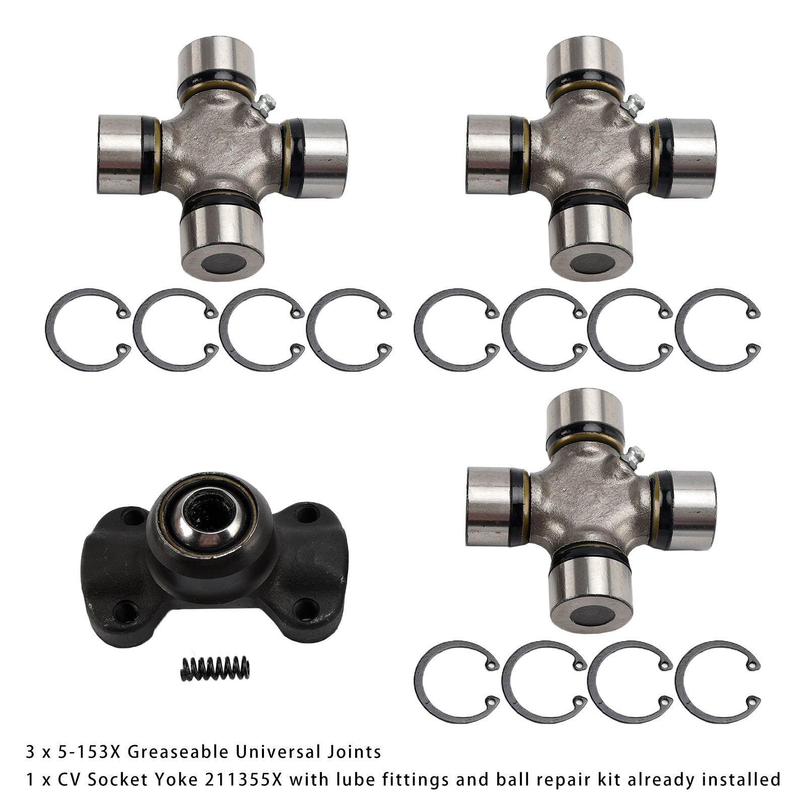 Double Cardan Joint 211355X + 5-153X For Jeep Wrangler Cherokee XJ TJ