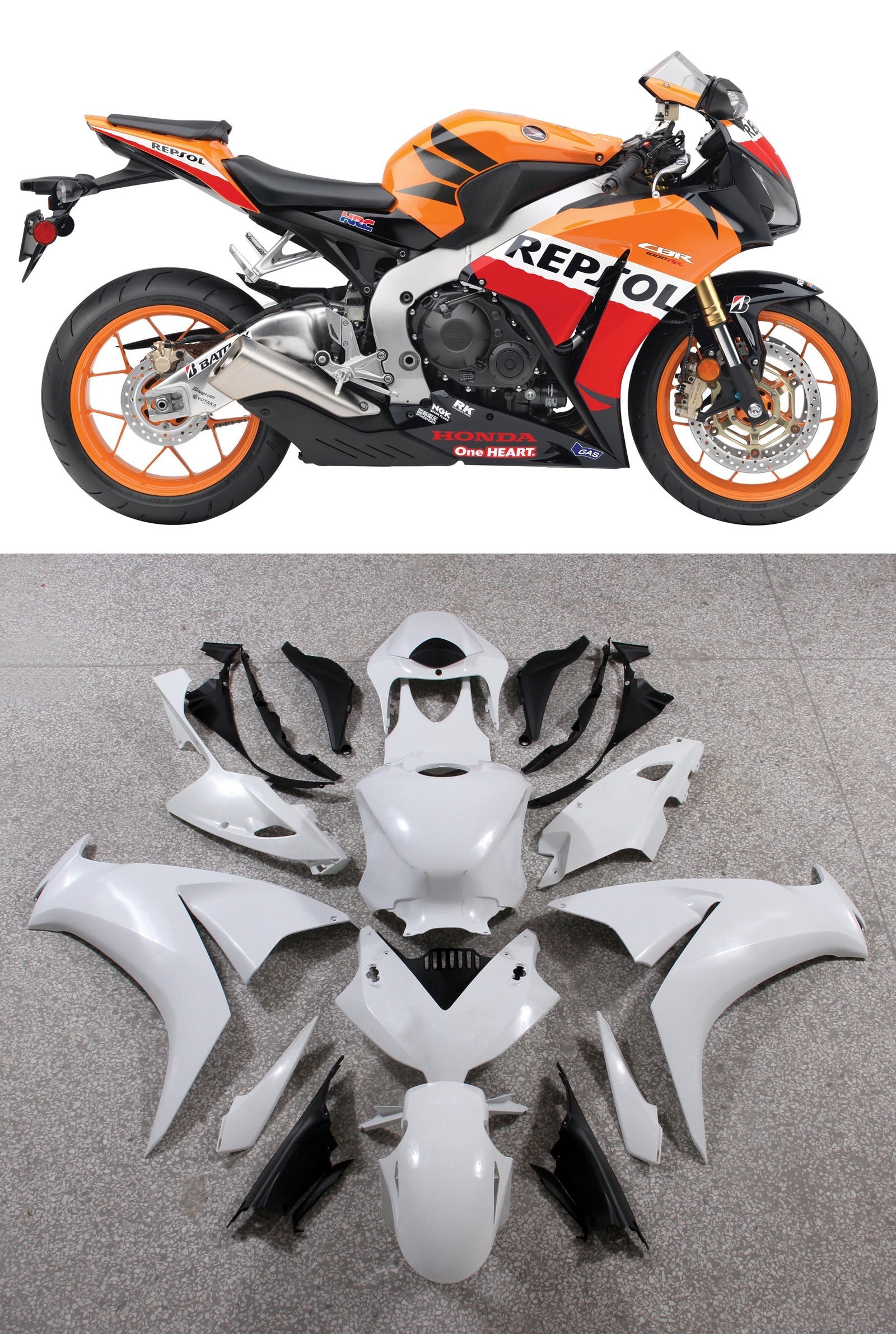 2012-2016 Honda CBR1000RR Bodywork Fairing ABS Injection Molded Plastics Set 8 Color Generic
