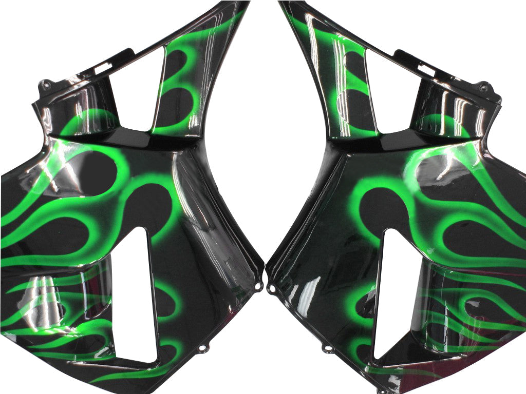 2005-2006 Honda CBR 600 RR Black & Green Flame Racing Fairings Generic